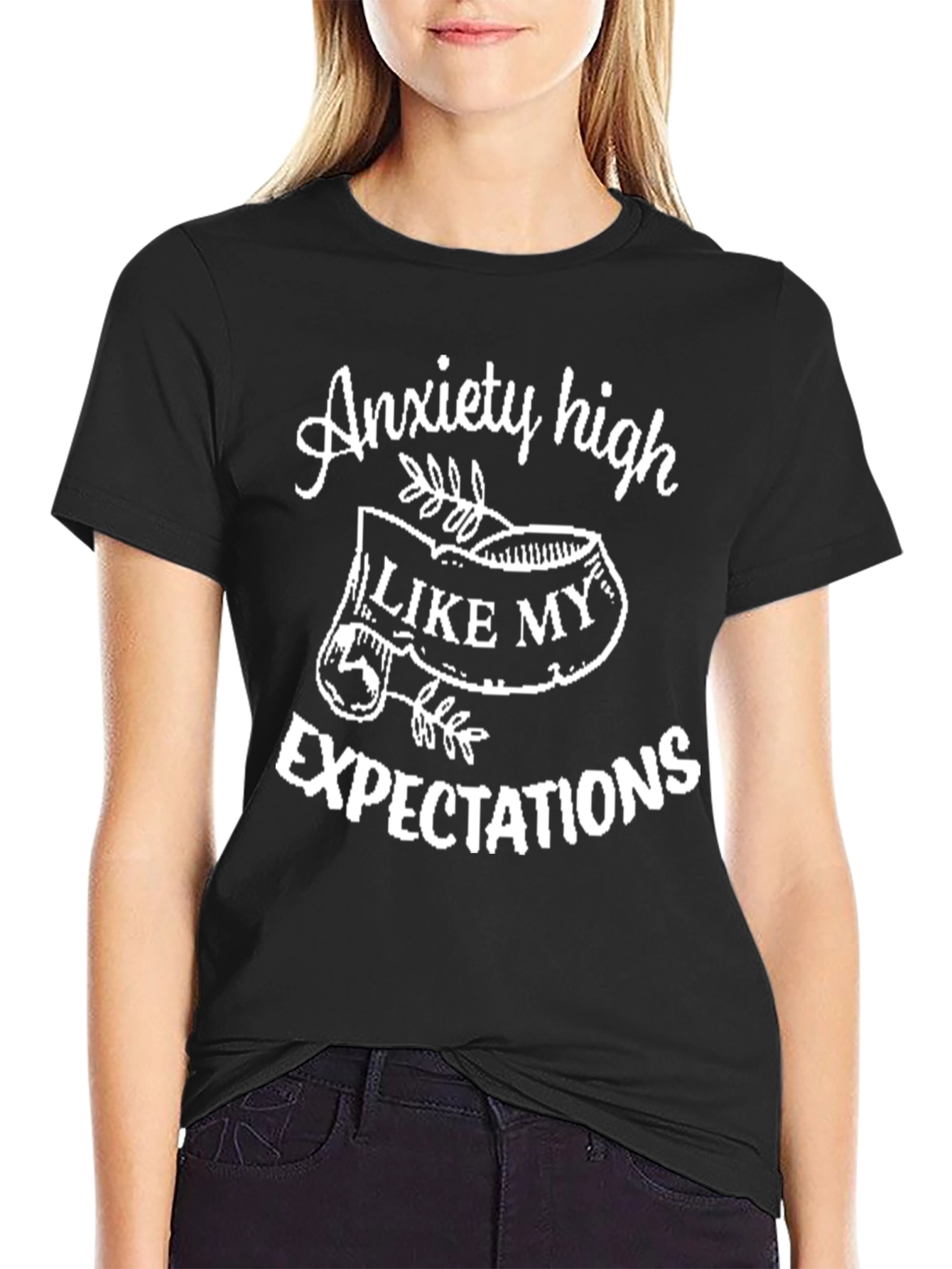 Black Anxiety High T-Shirt - Funny Graphic Tee view 2