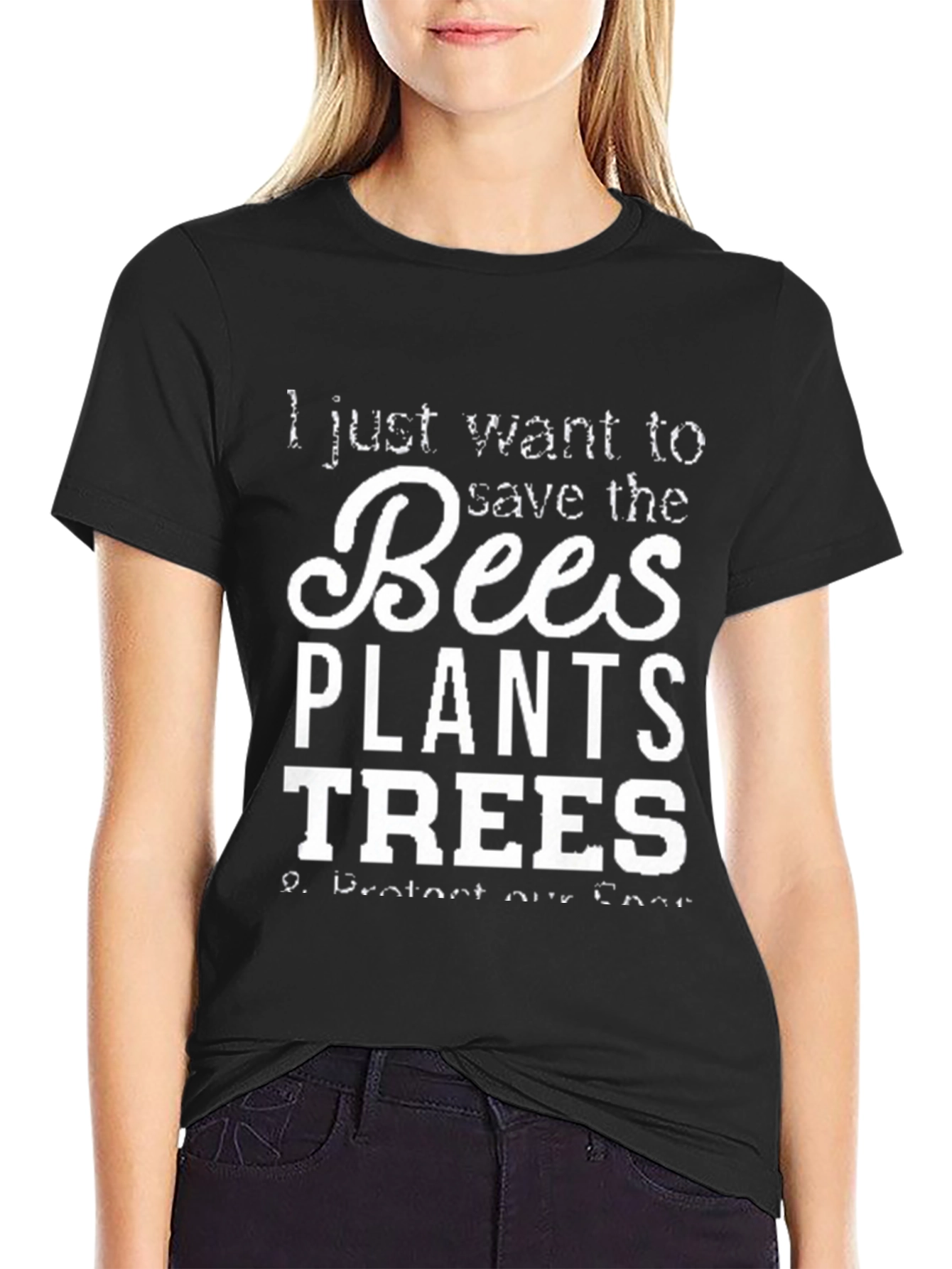 Black Save the Bees Graphic Tee - Black Unisex T-Shirt view 2