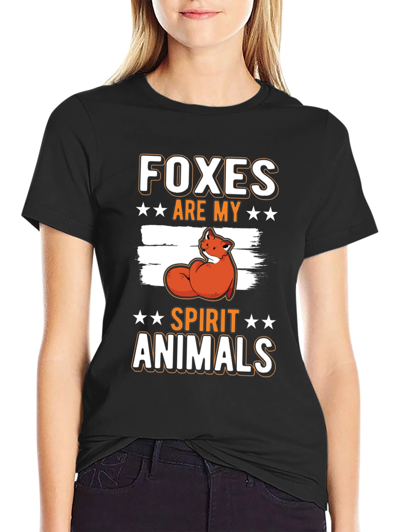 Black Fox Spirit Animal Graphic Tee - Unique Design! view 2