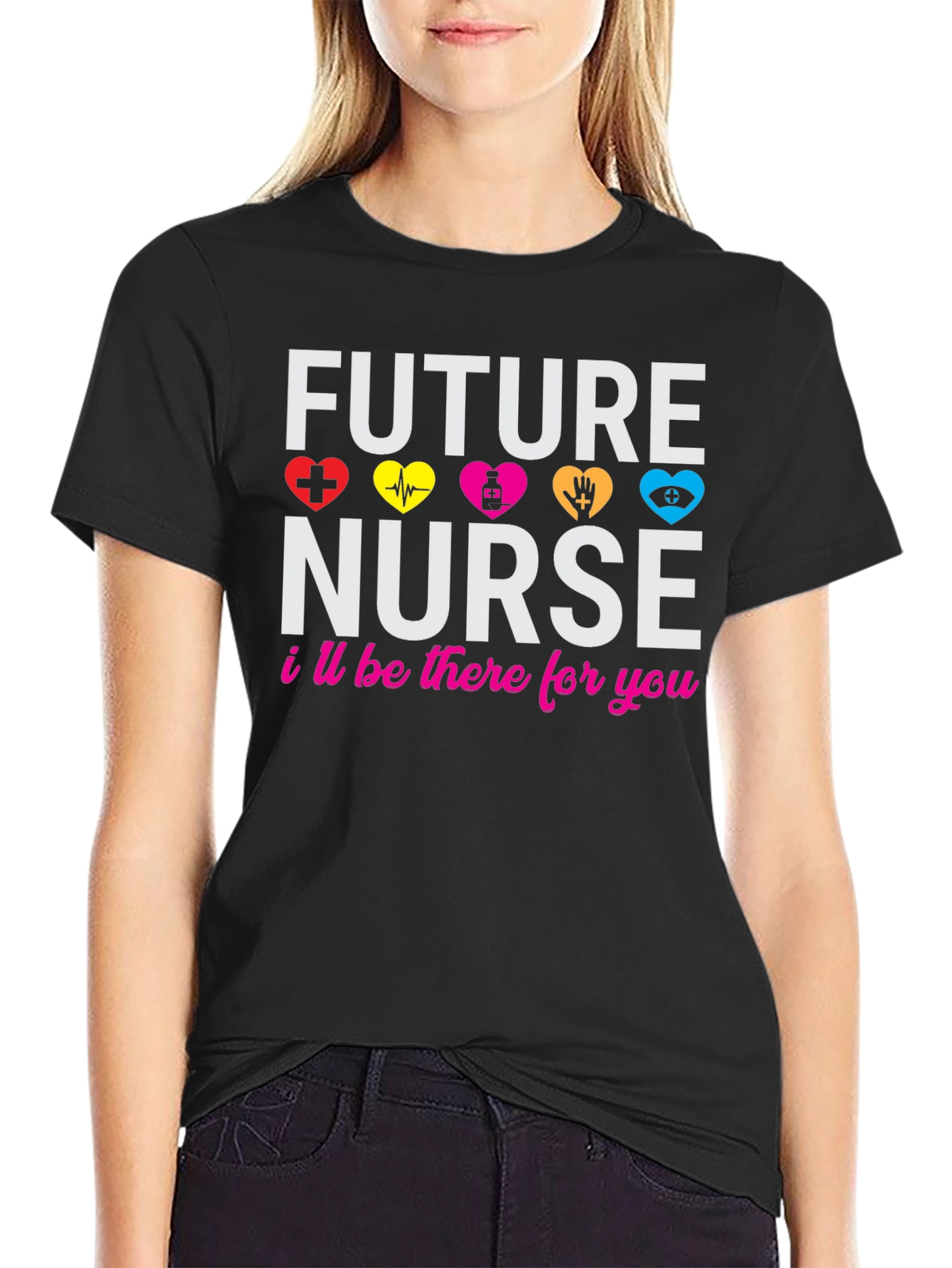 Black Future Nurse T-Shirt: Healthcare Hero Apparel view 2