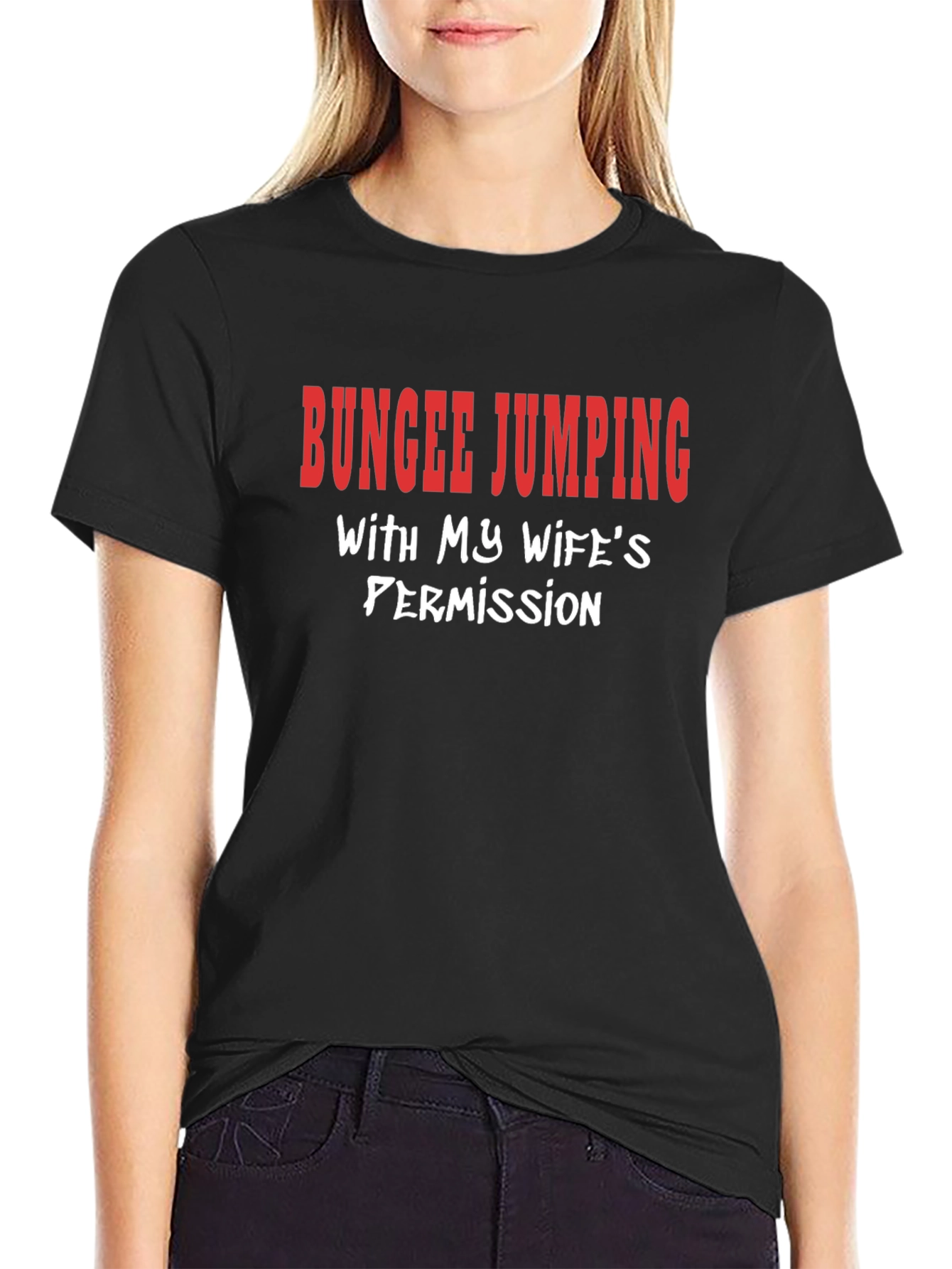 Funny Bungee Jumping Graphic Tee - Wife's Permission - 2