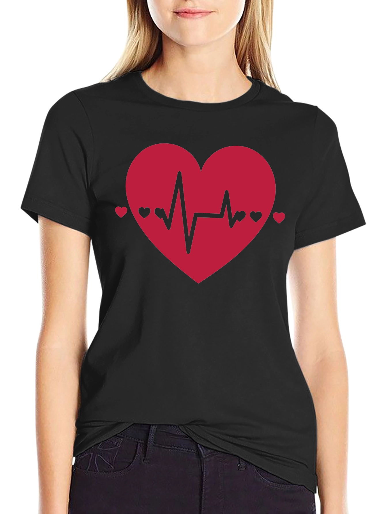 Black Heartbeat Heart Graphic Tee - Love & Life view 2