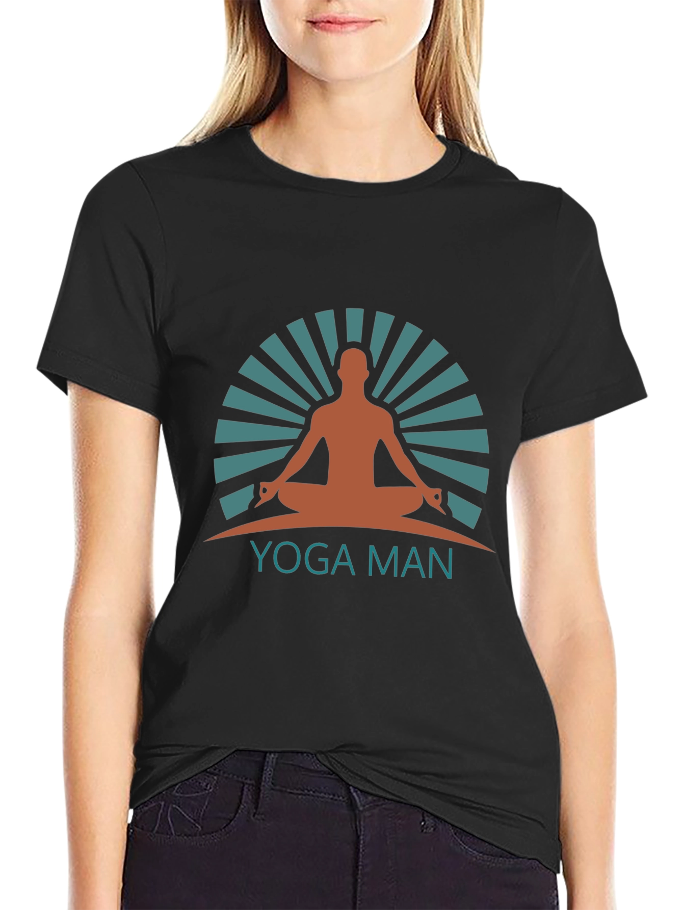 Black Yoga Man Graphic Tee - Meditate in Style view 2