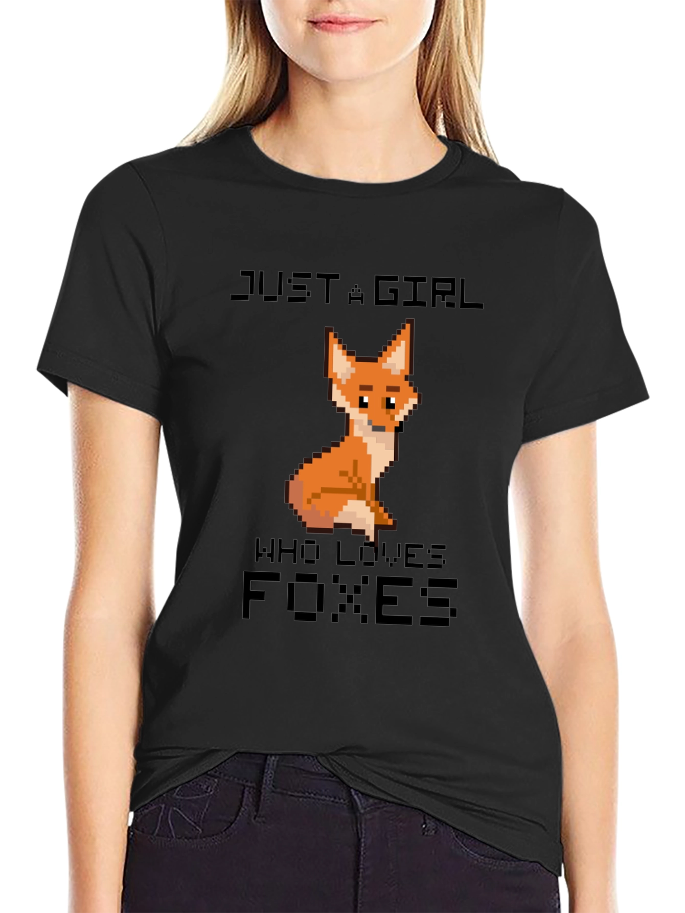 Black Just A Girl Who Loves Foxes T-Shirt view 2