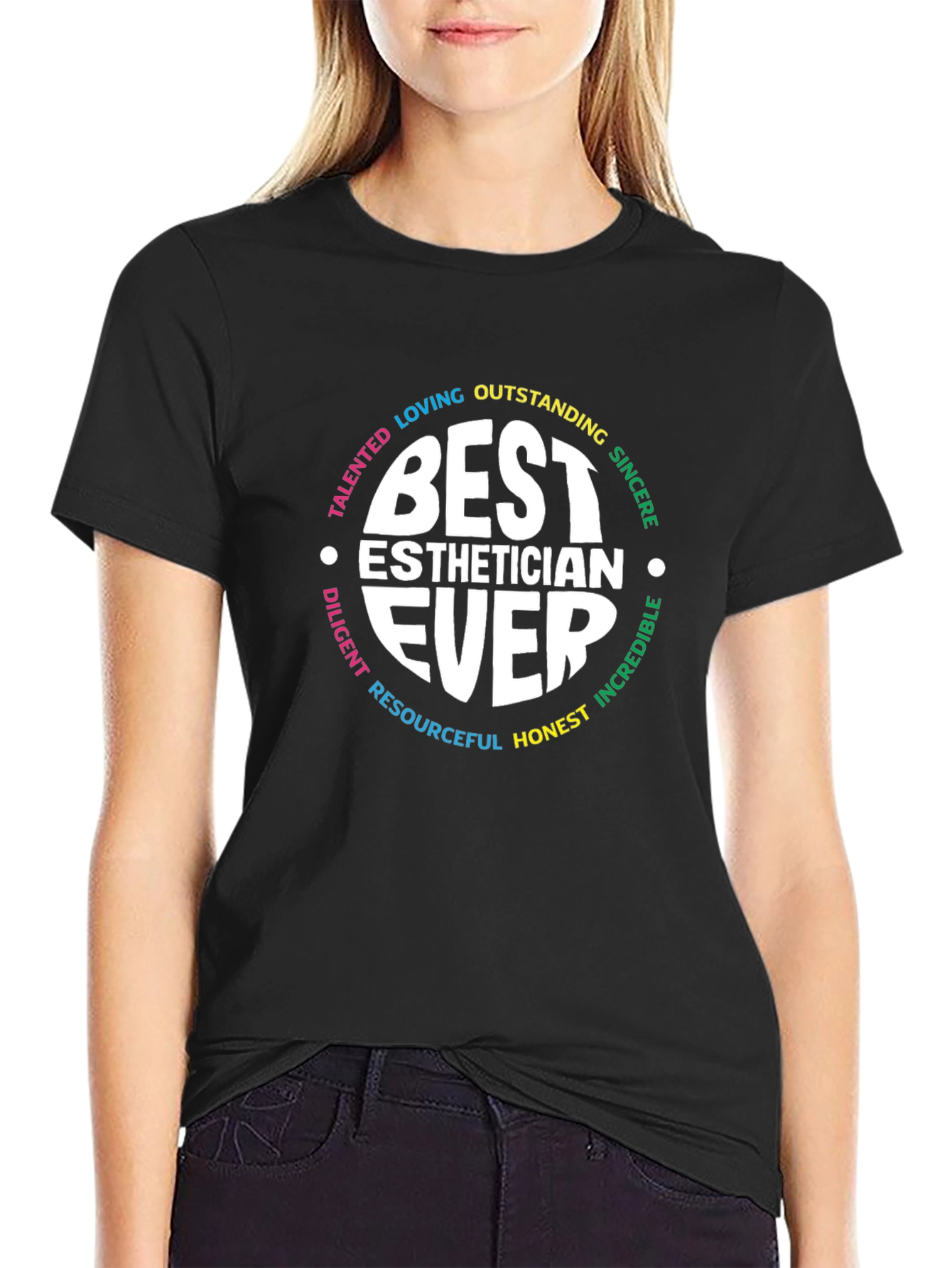 Black Best Esthetician Ever T-Shirt view 2
