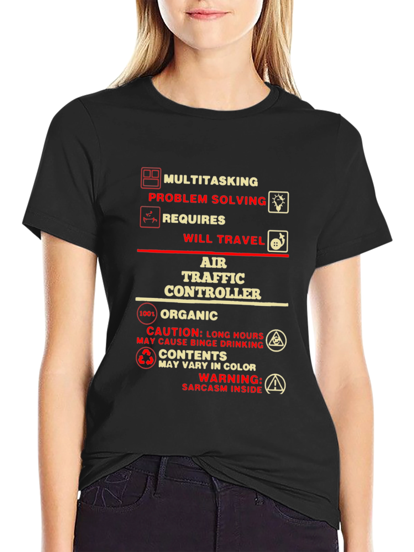 Black Air Traffic Controller T-Shirt: Multitasking, Problem Solving view 2
