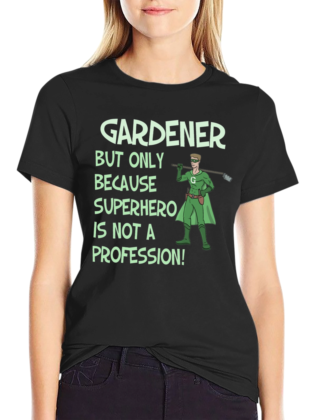 Black Gardener Superhero T-Shirt view 2