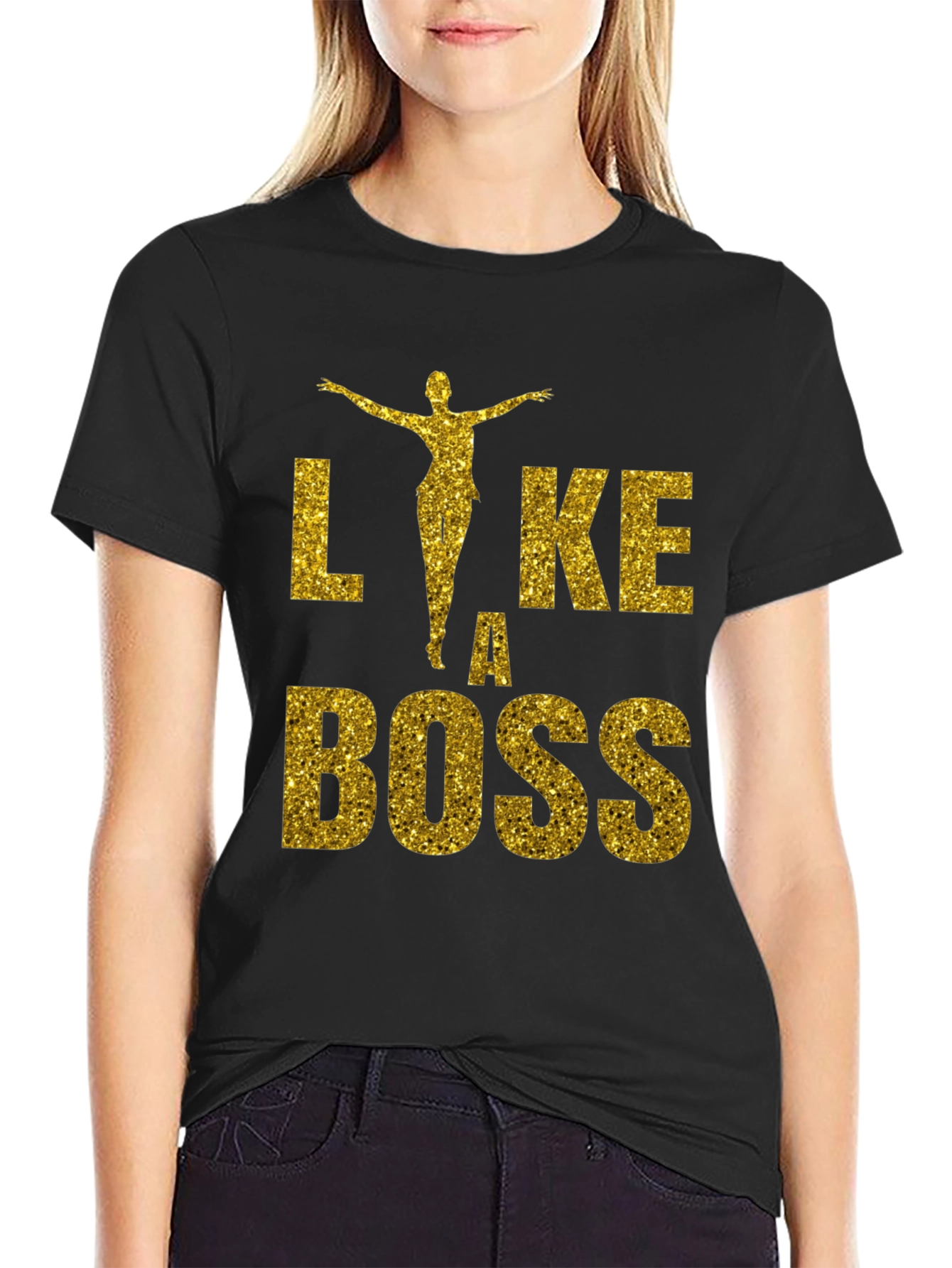 Black Like A Boss Glitter Graphic T-Shirt view 2