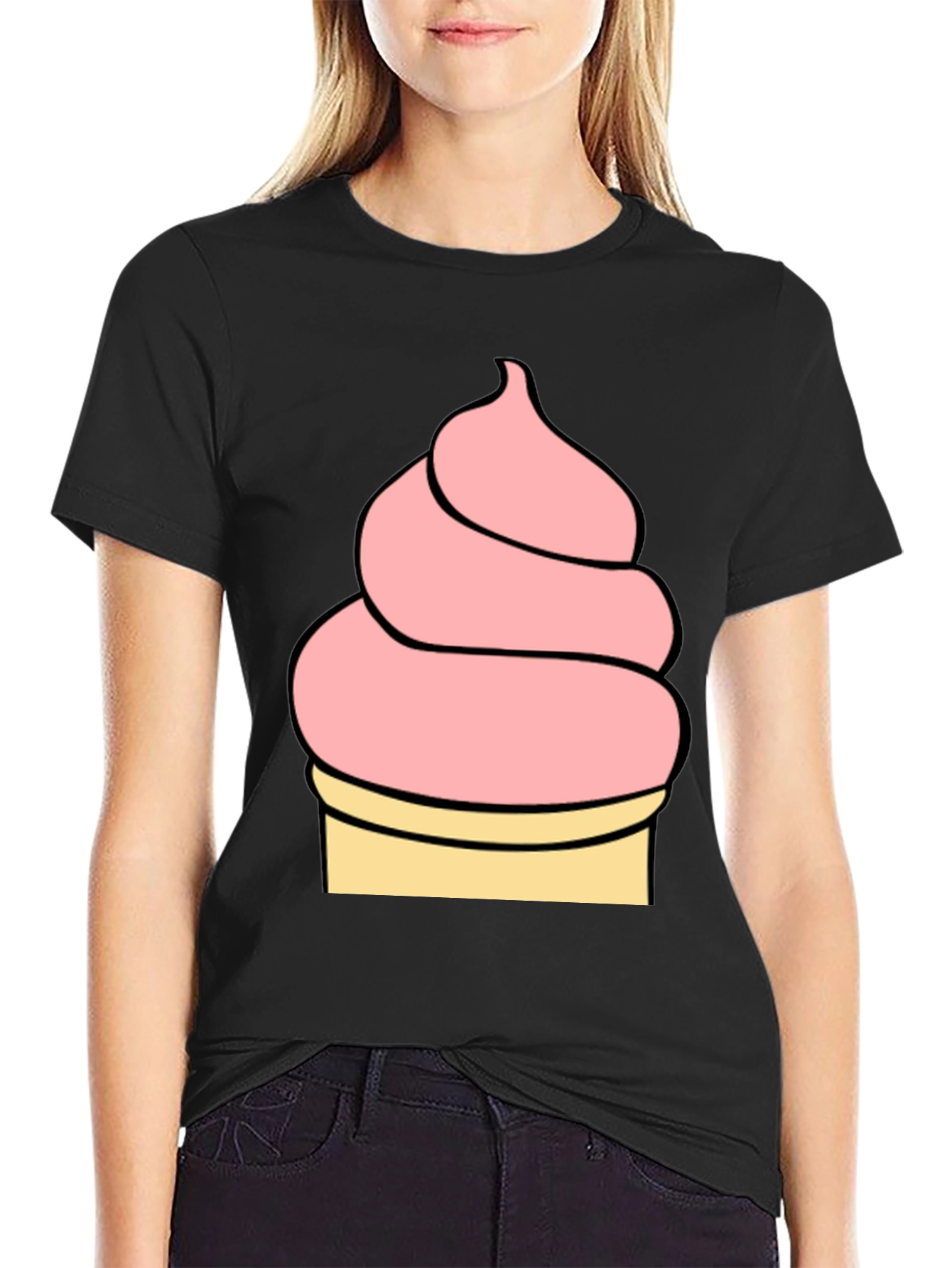 Black Ice Cream Graphic Tee - Black Unisex T-Shirt view 2