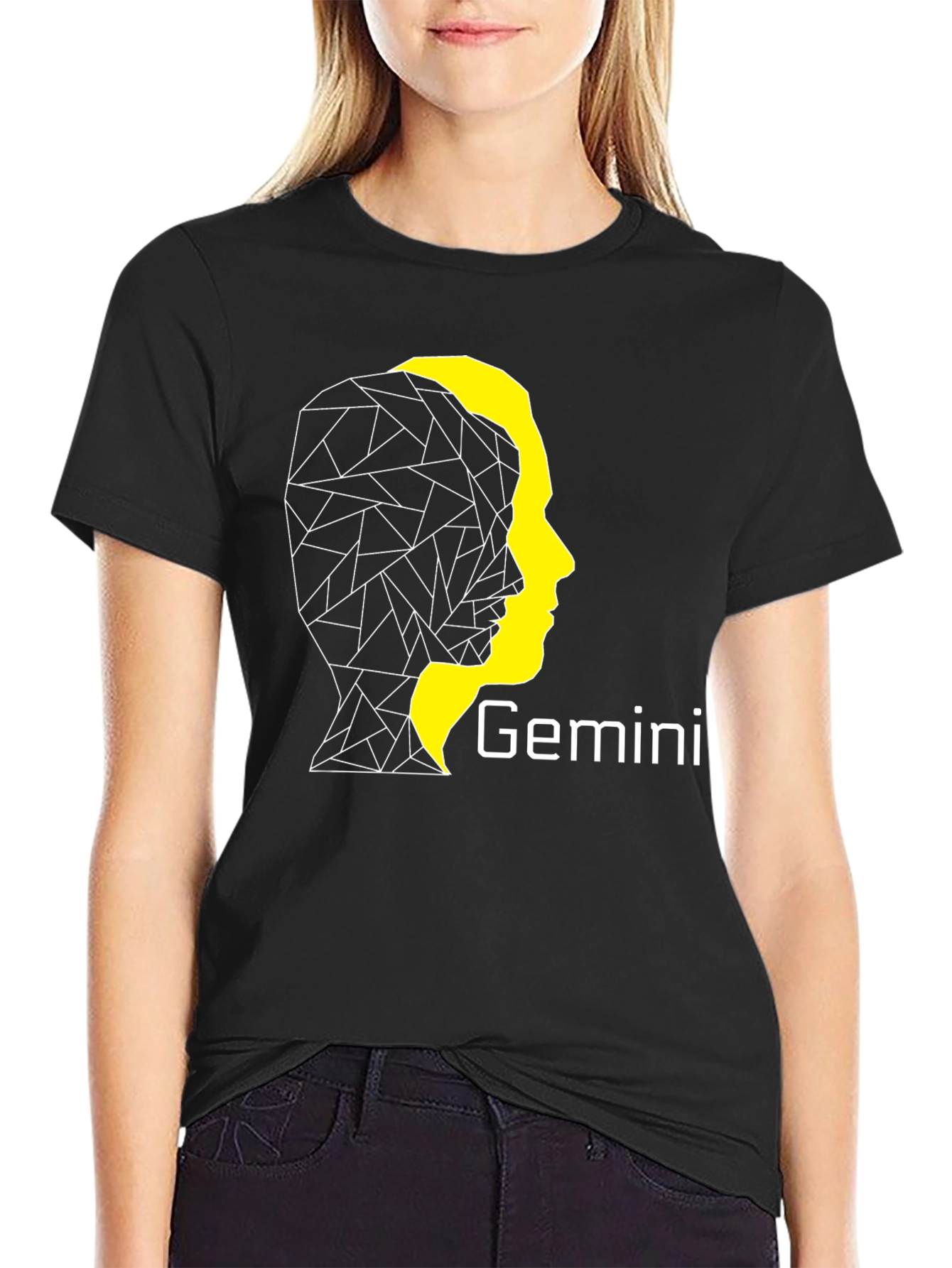 Black Gemini Zodiac T-Shirt - Stylish Black Tee view 2