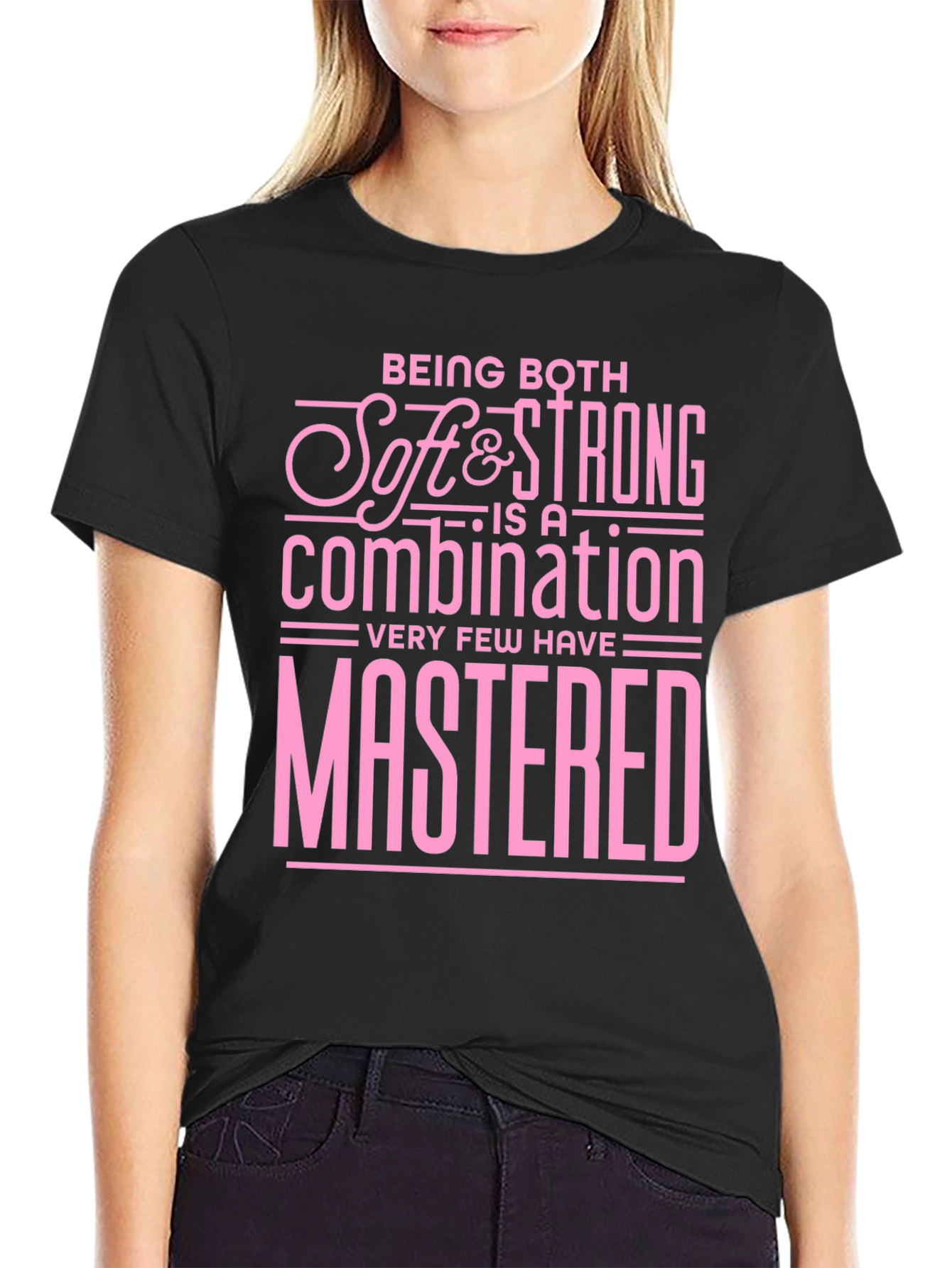 Black Soft & Strong Graphic Tee - Black Cotton Blend view 2