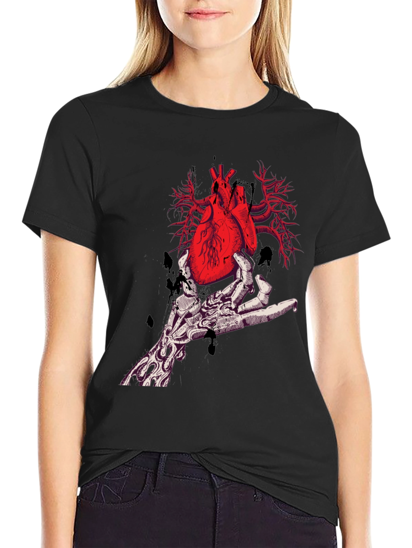 Black Anatomical Heart Graphic Tee - Unique Design view 2