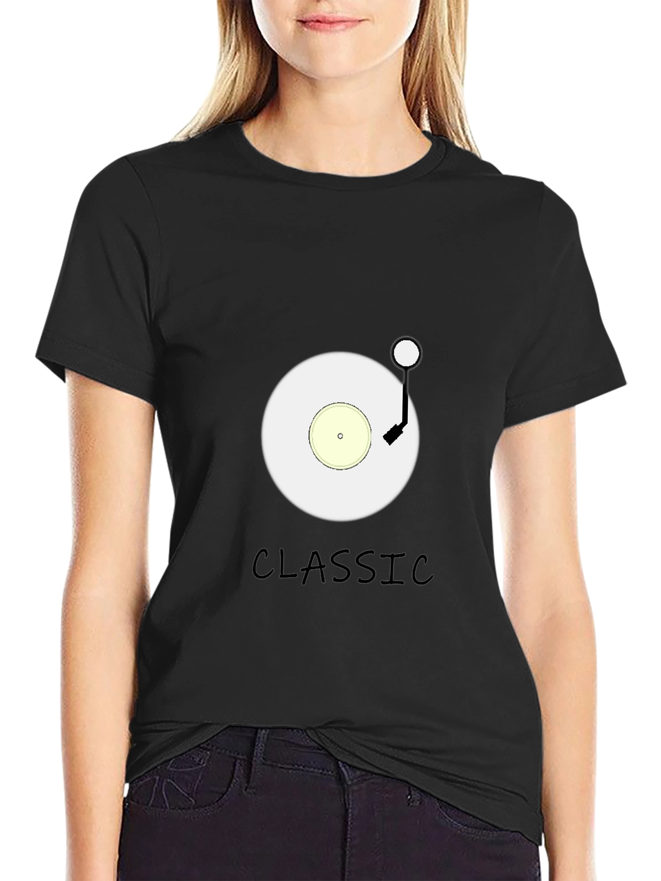 Black Classic Vinyl Record Graphic Tee - Black view 2