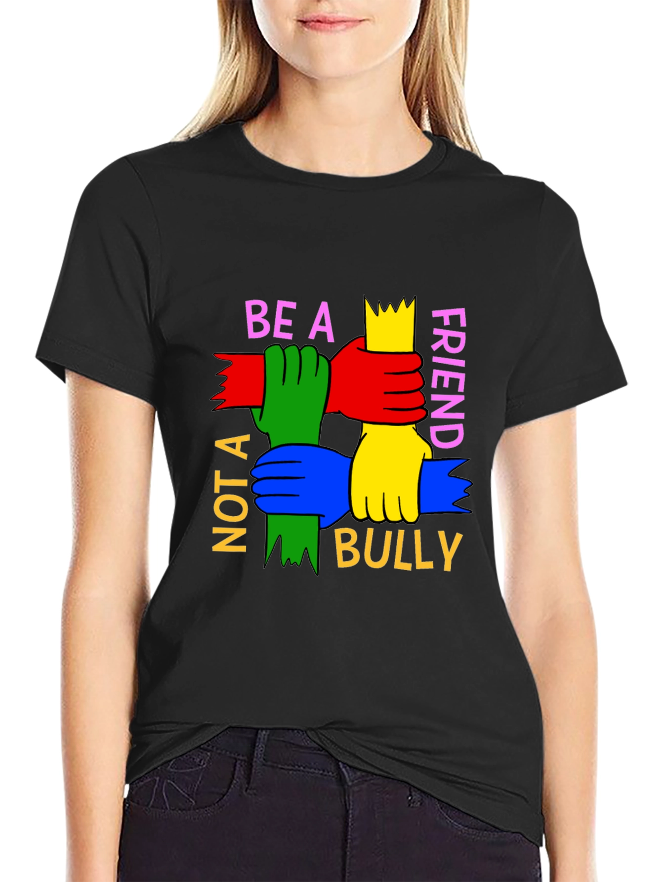 Black Be A Friend T-Shirt: Anti-Bullying Tee view 2
