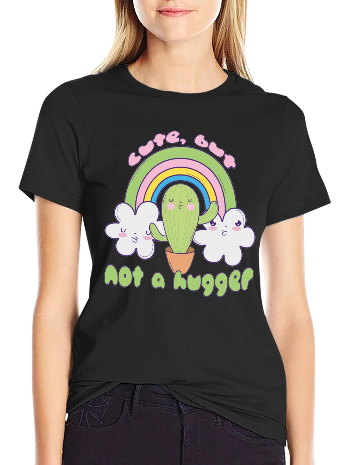 Black Cute But Not a Hugger Graphic T-Shirt view 2