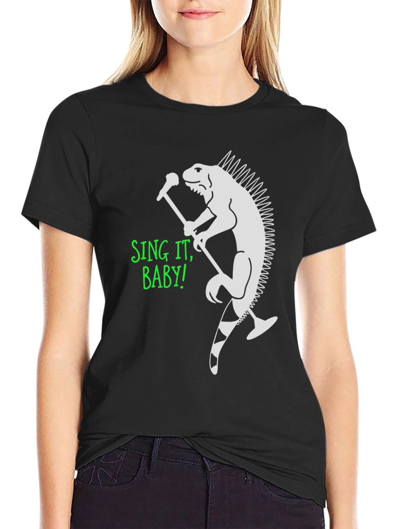 Black Iguana Singer Graphic T-Shirt - Sing It Baby! view 2