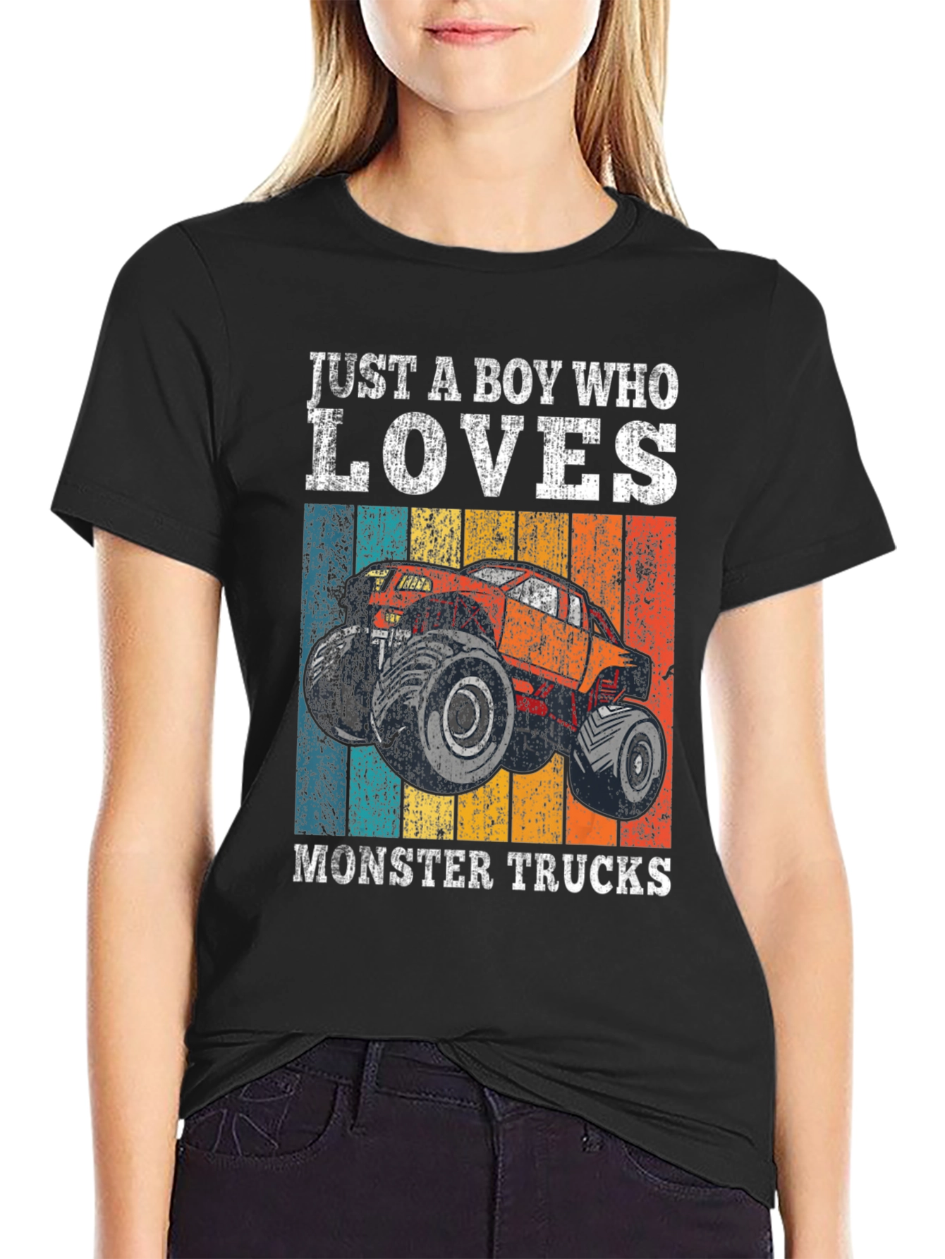 Black Monster Truck Lover Graphic Tee view 2