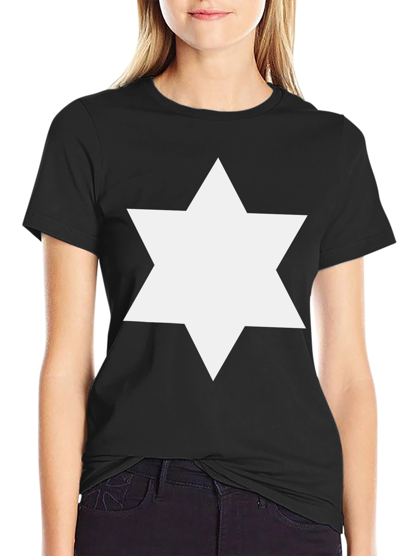 Black Star of David Graphic Tee - Black Cotton Blend view 2