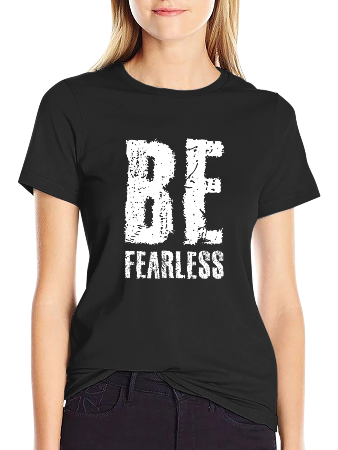 Black Be Fearless Black Graphic T-Shirt view 2