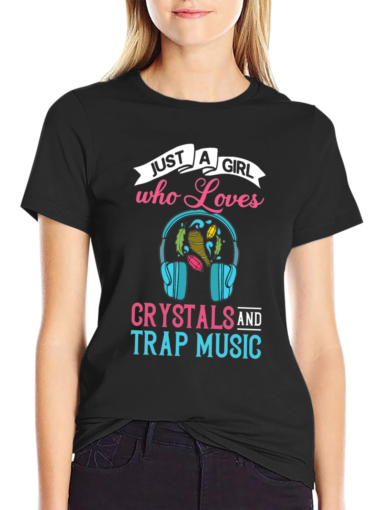 Black Crystals and Trap Music T-Shirt for Girls view 2