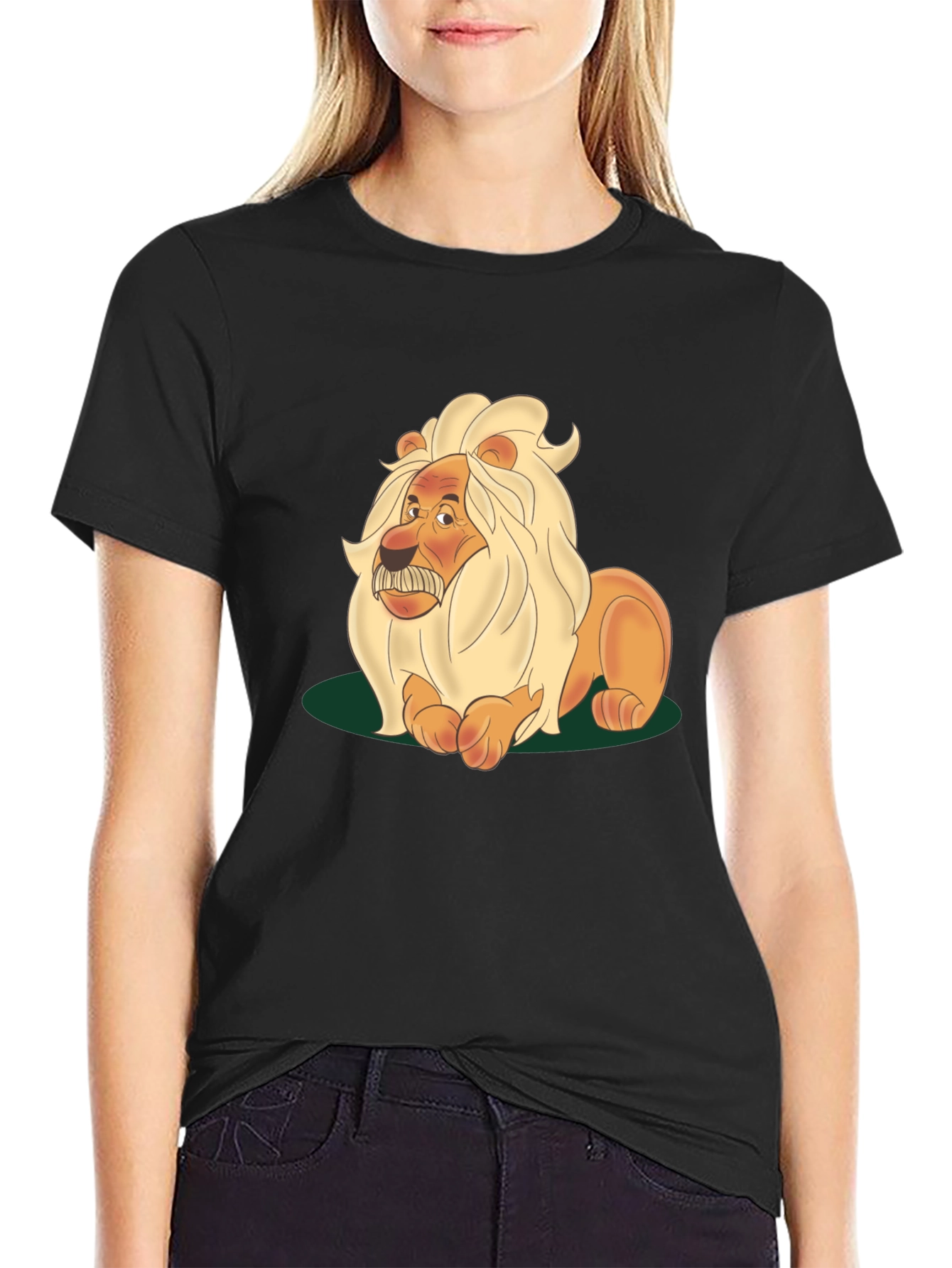 Black Lion Cartoon Graphic Tee - Black view 2