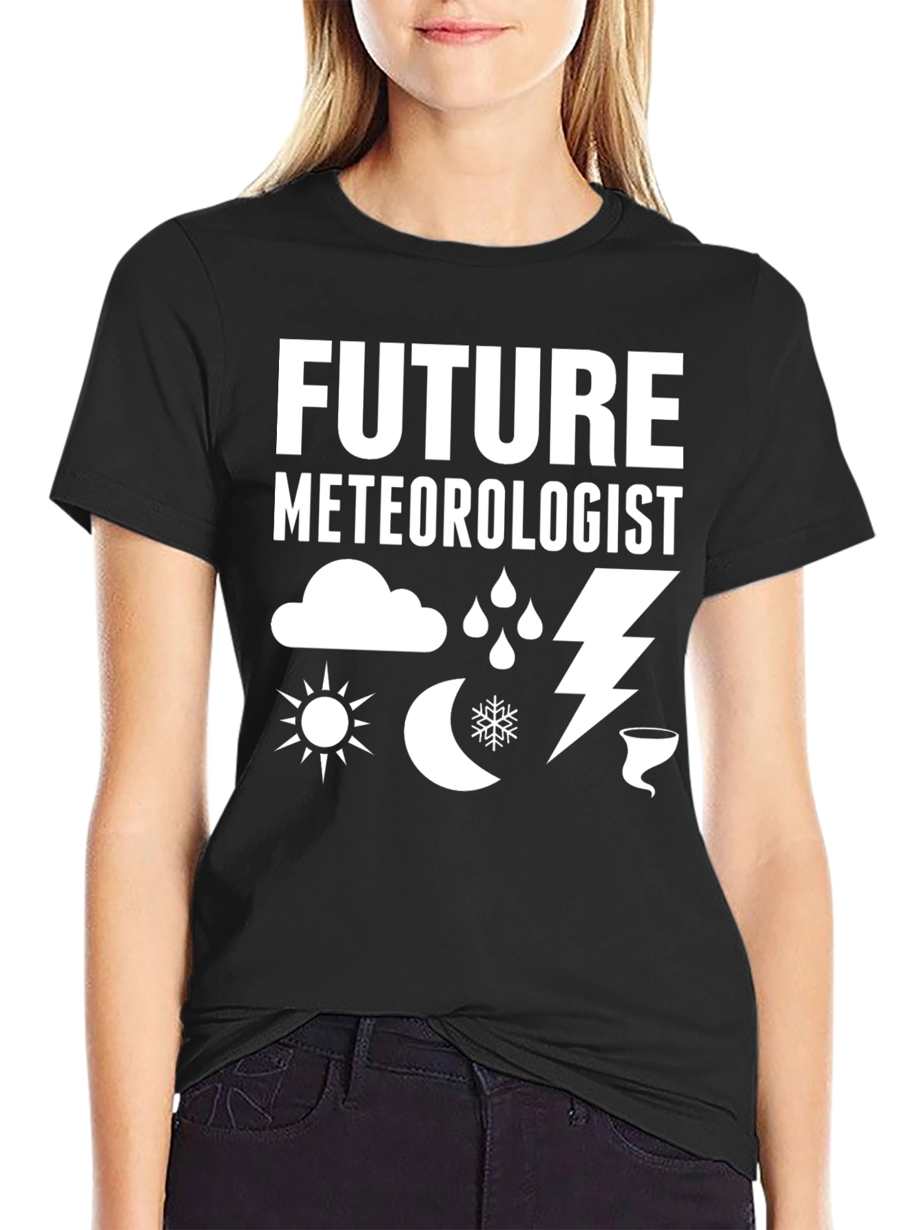 Black Future Meteorologist Graphic T-Shirt Weather Fan Tee view 2