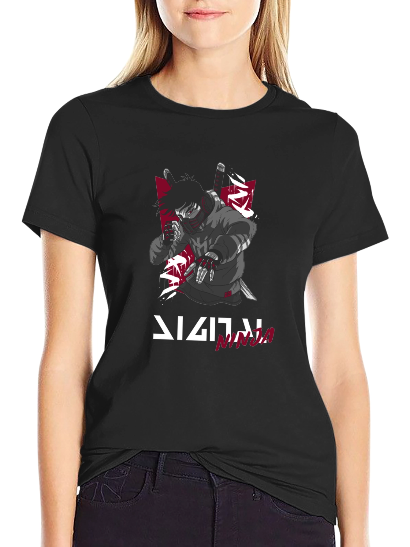 Black Digital Ninja Graphic T-Shirt | Men's Black Tee view 2
