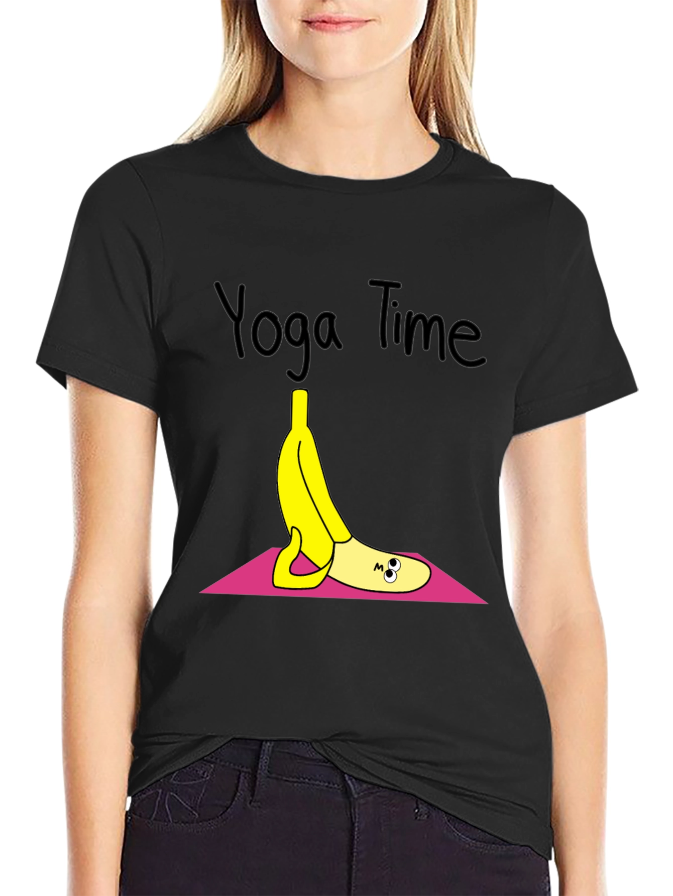 Black Yoga Banana T-Shirt - Relaxed Fit view 2