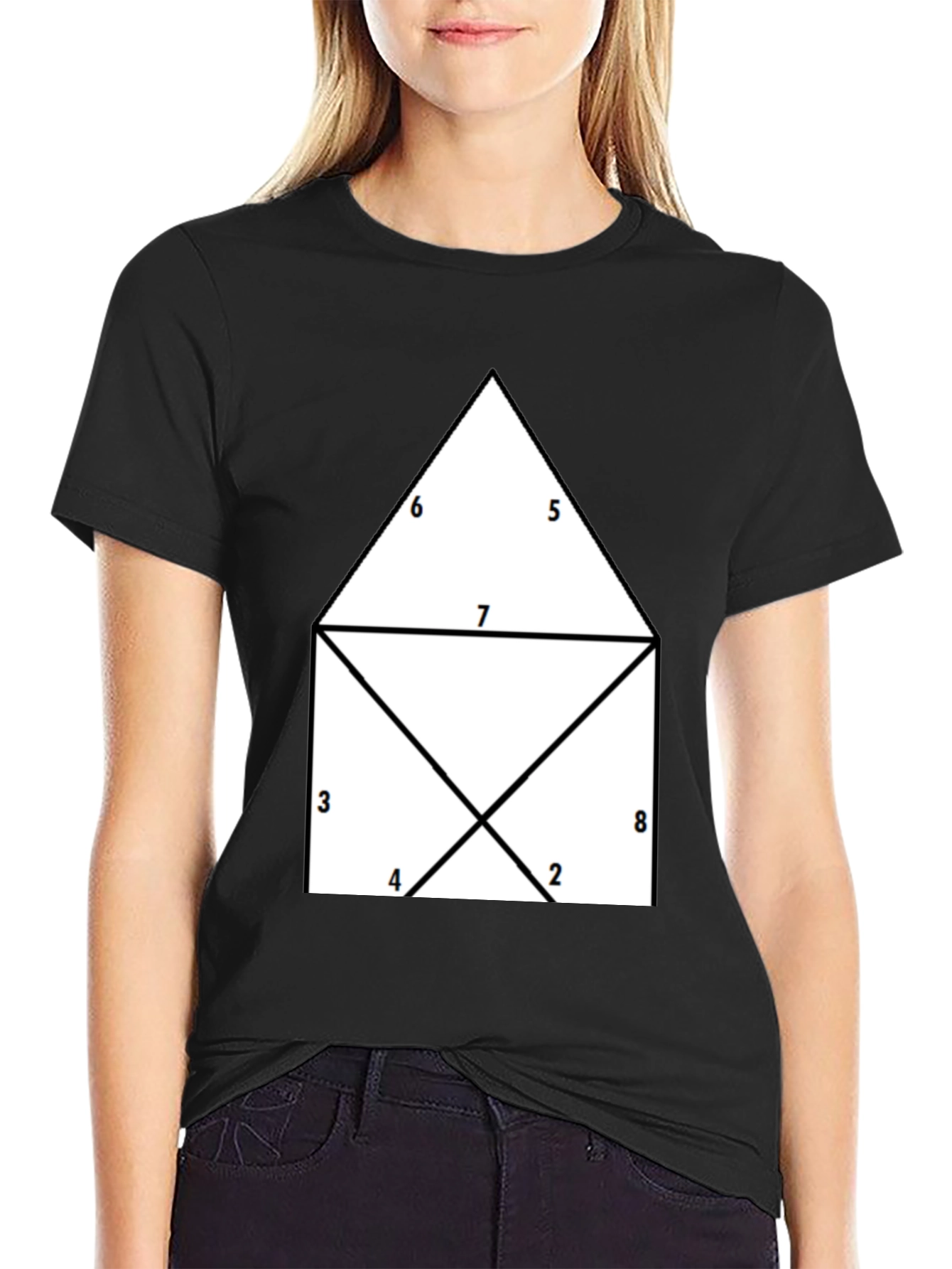 Black Geometric Numbered T-Shirt view 2