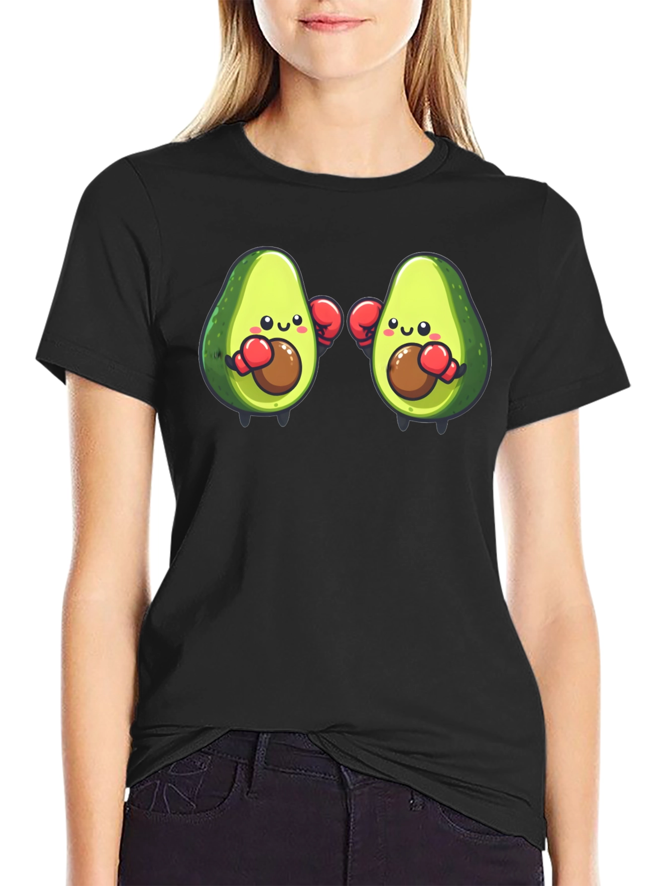 Black Avocado Boxer T-Shirt - Funny Cartoon Tee view 2