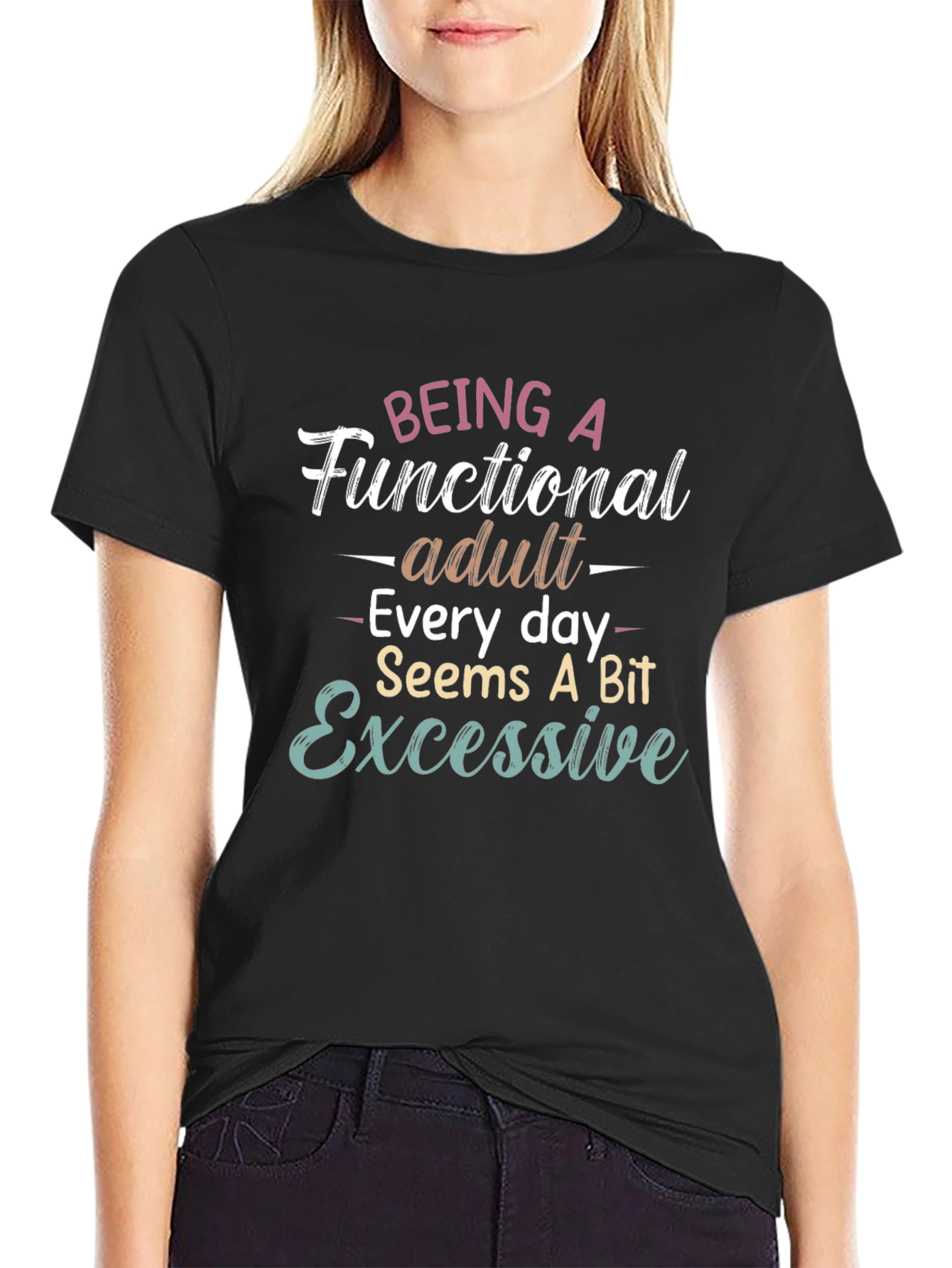 Black Functional Adult T-Shirt - Humorous Graphic Tee view 2