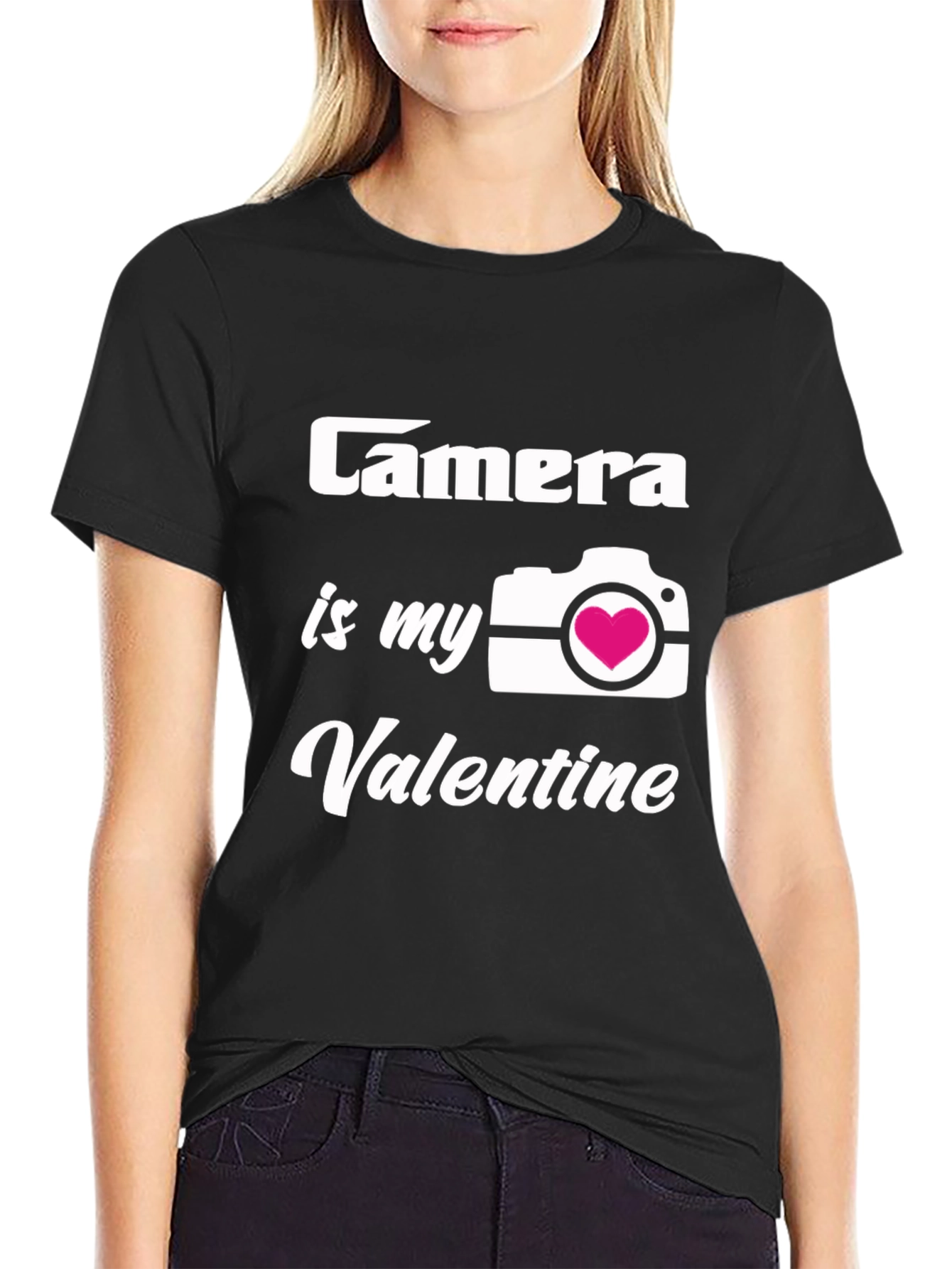 Black Camera is My Valentine T-Shirt Photographer Gift view 2
