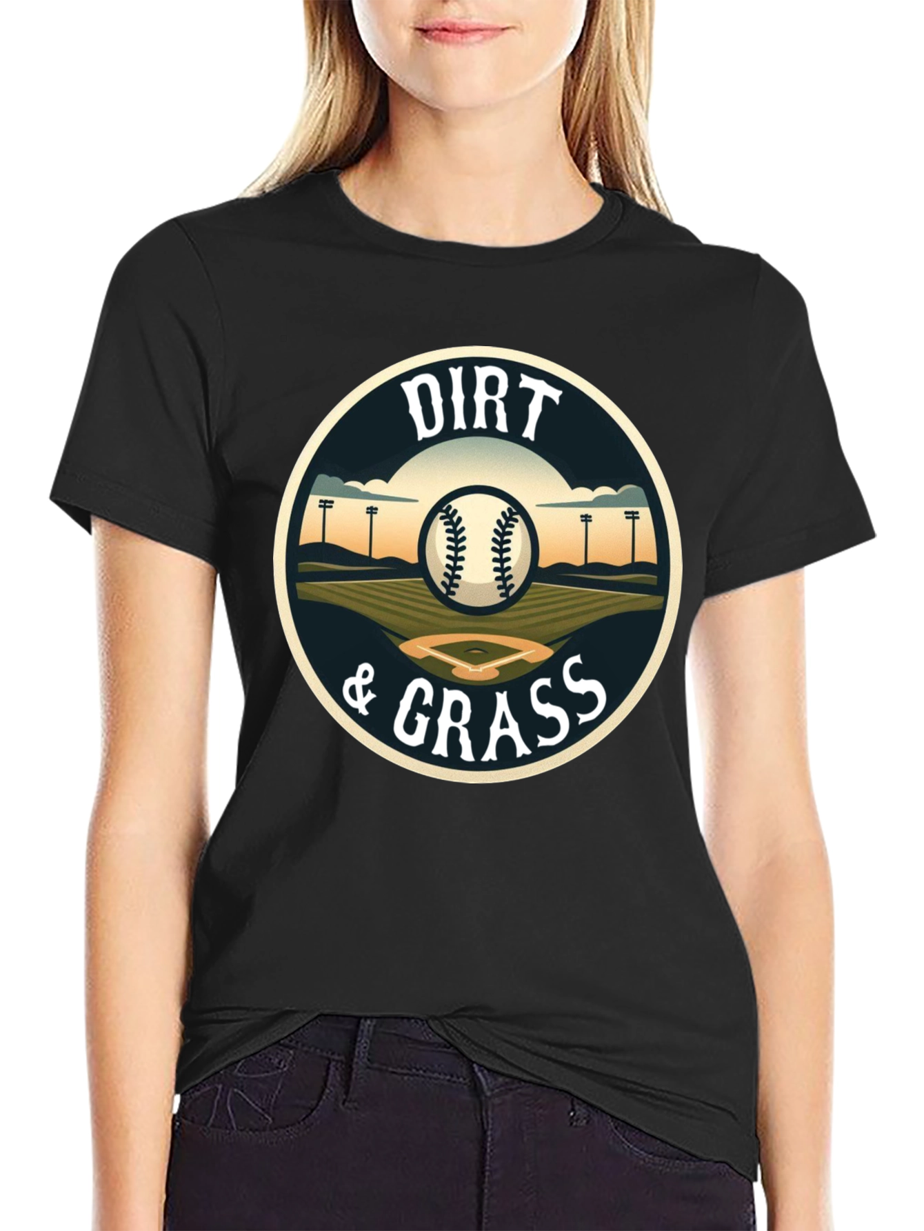 Black Dirt & Grass Baseball T-Shirt view 2