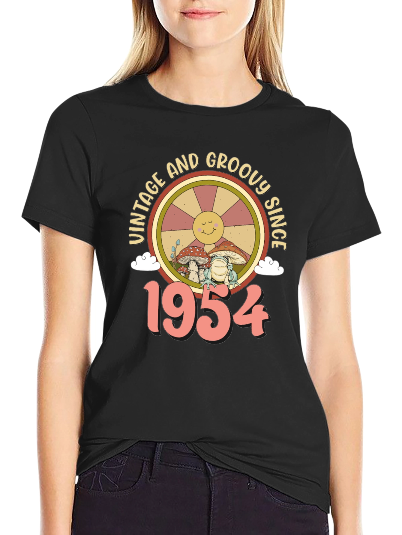 Black Vintage & Groovy Since 1954 T-Shirt view 2