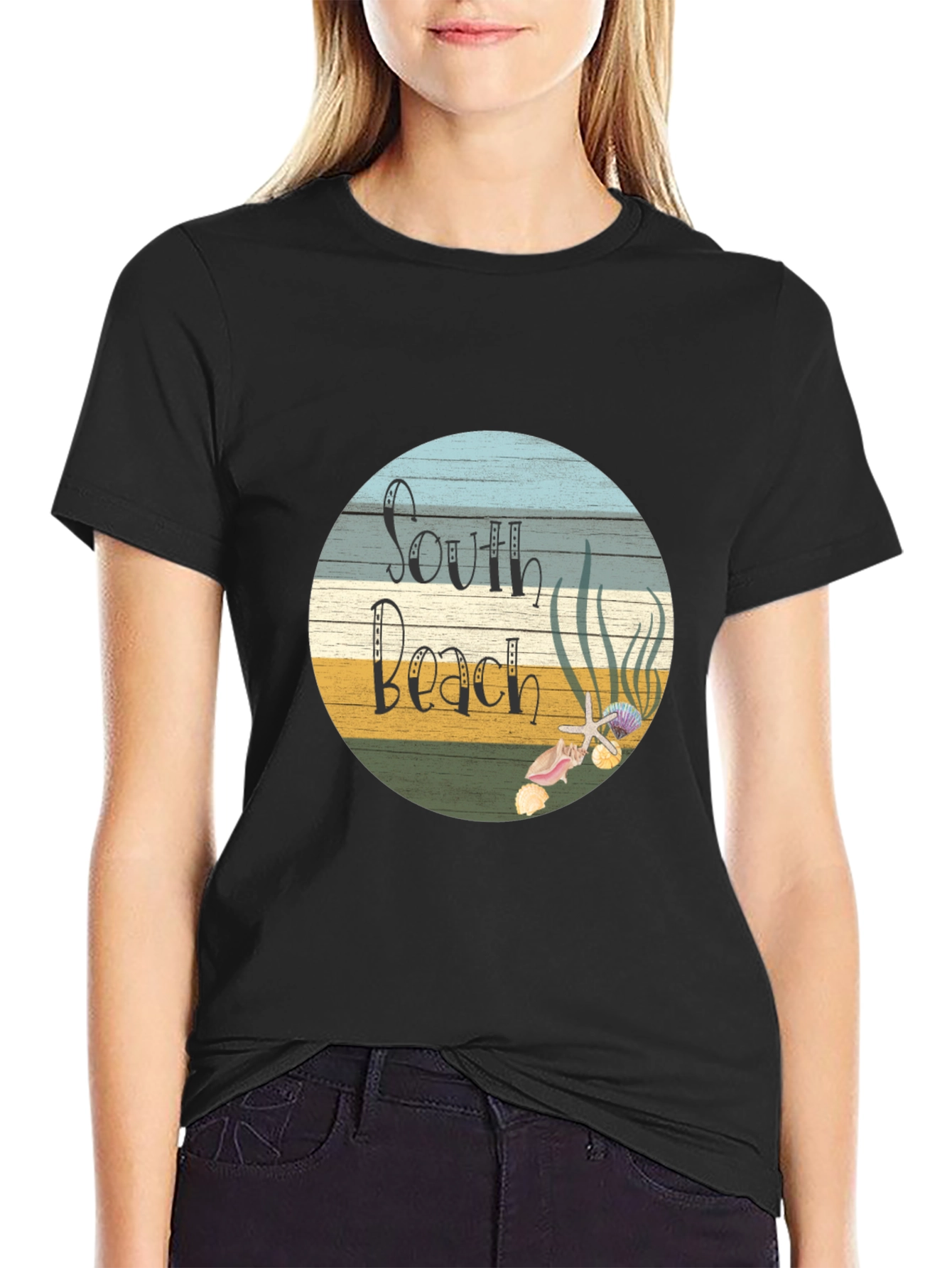 Black South Beach Graphic Tee - Unisex Black T-Shirt view 2