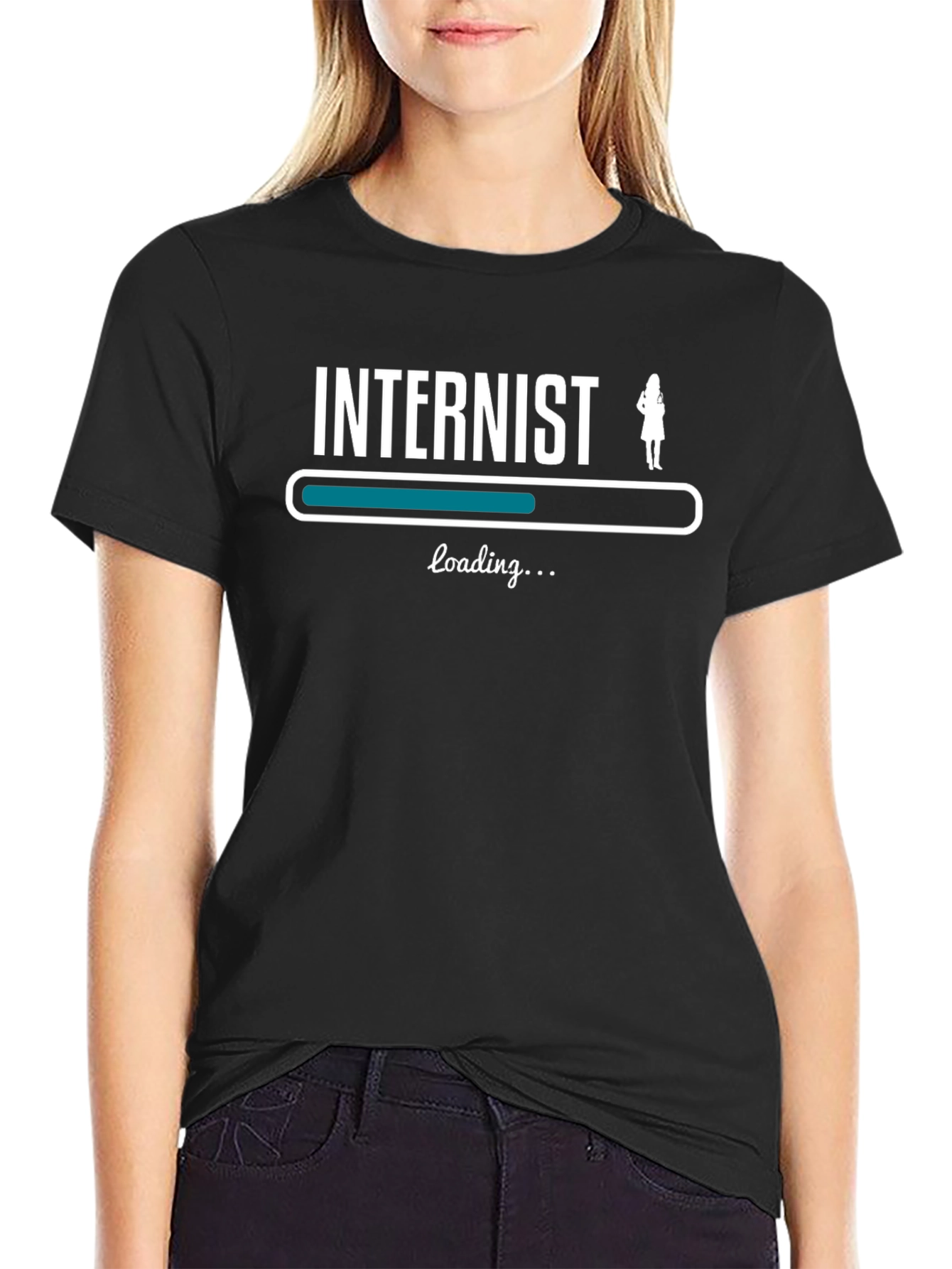 Black Internist Loading T-Shirt - Funny Doctor Tee view 2