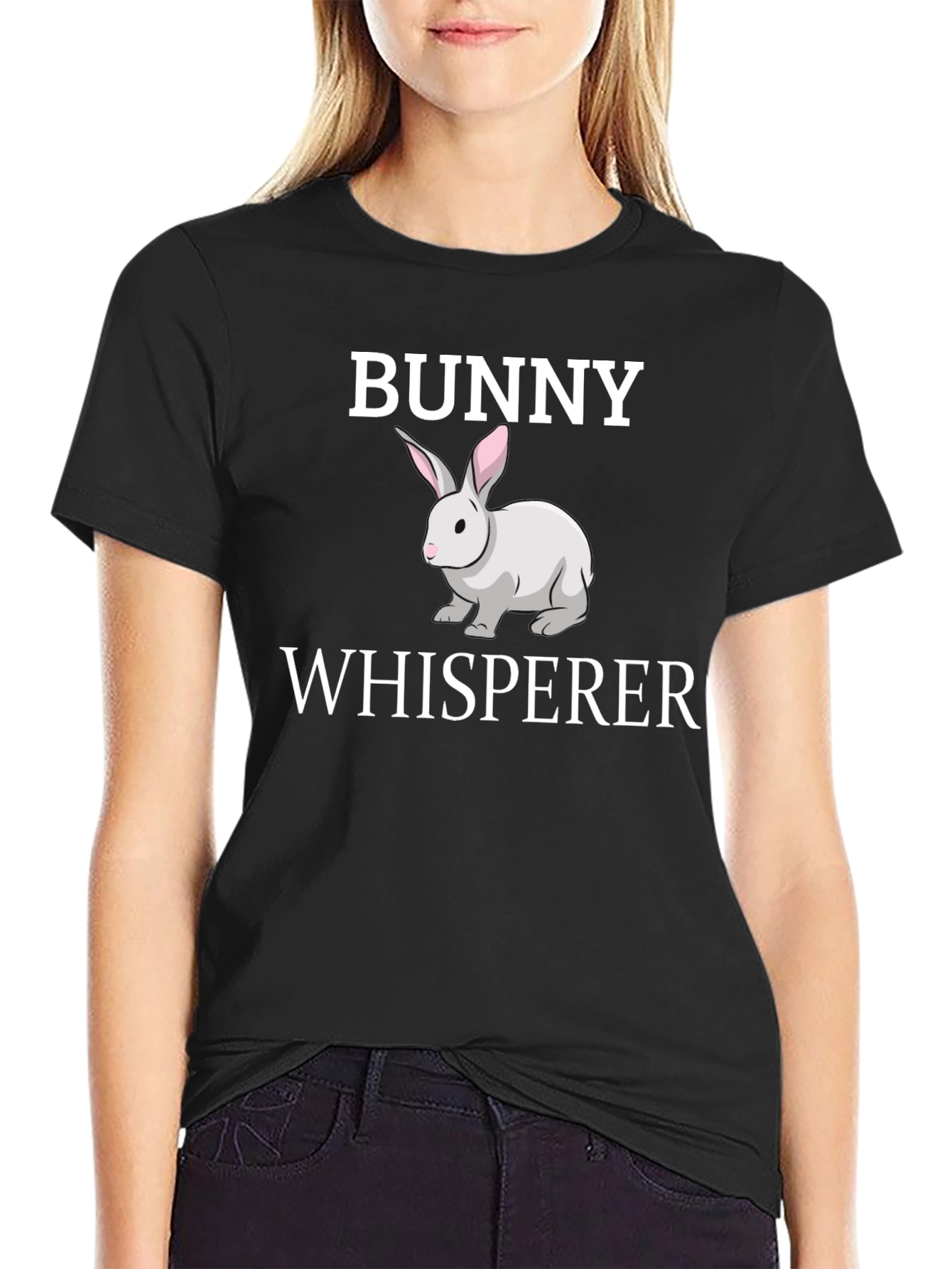 Black Bunny Whisperer Graphic Tee - Soft Cotton T-Shirt view 2