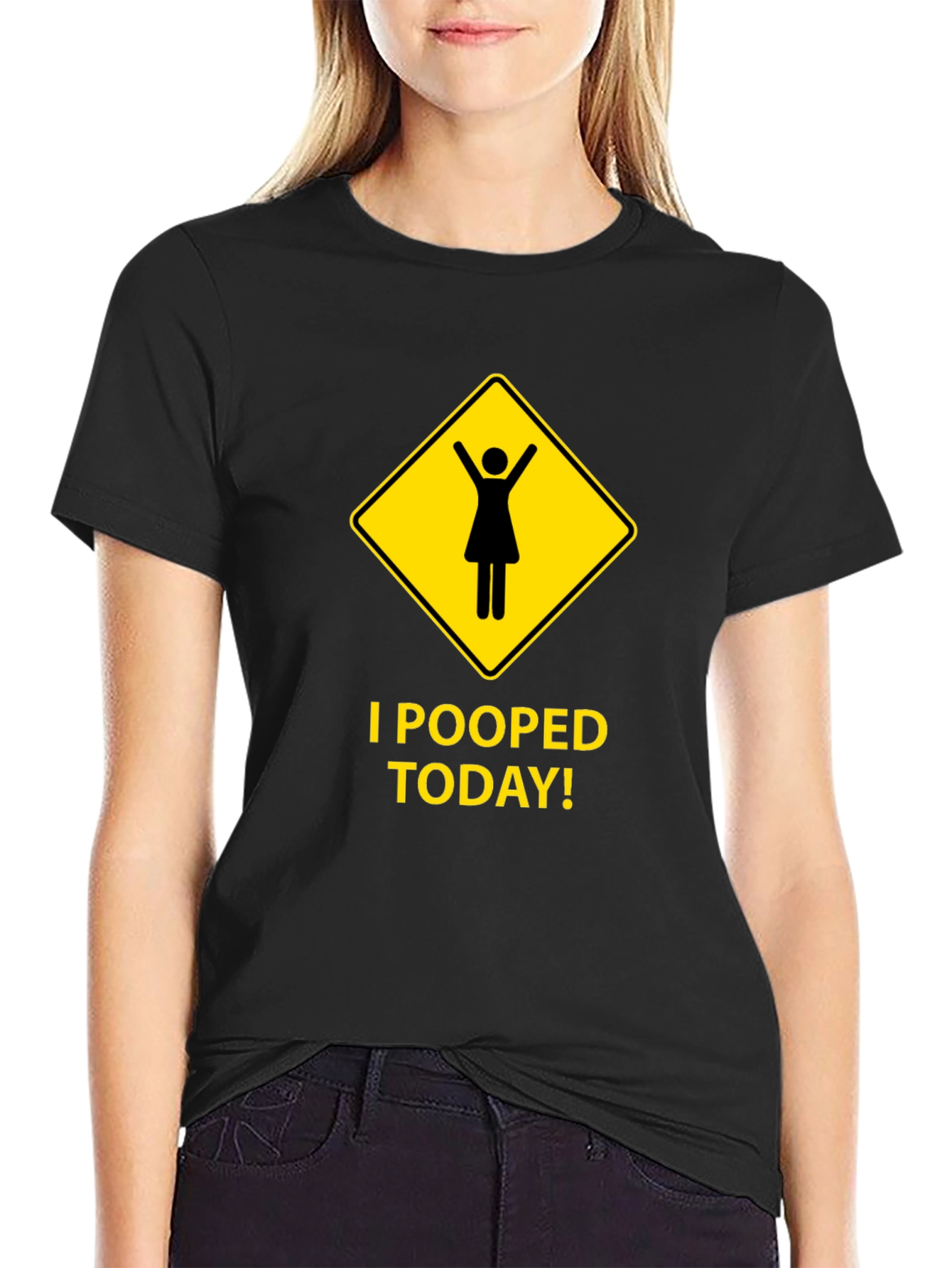 Black I Pooped Today! Novelty Graphic T-Shirt view 2