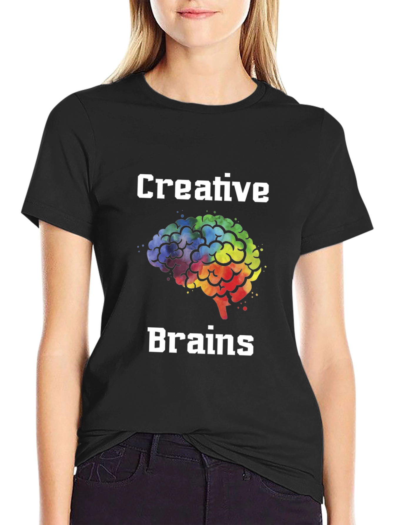 Black Creative Brains T-Shirt - Artistic Mind Apparel view 2