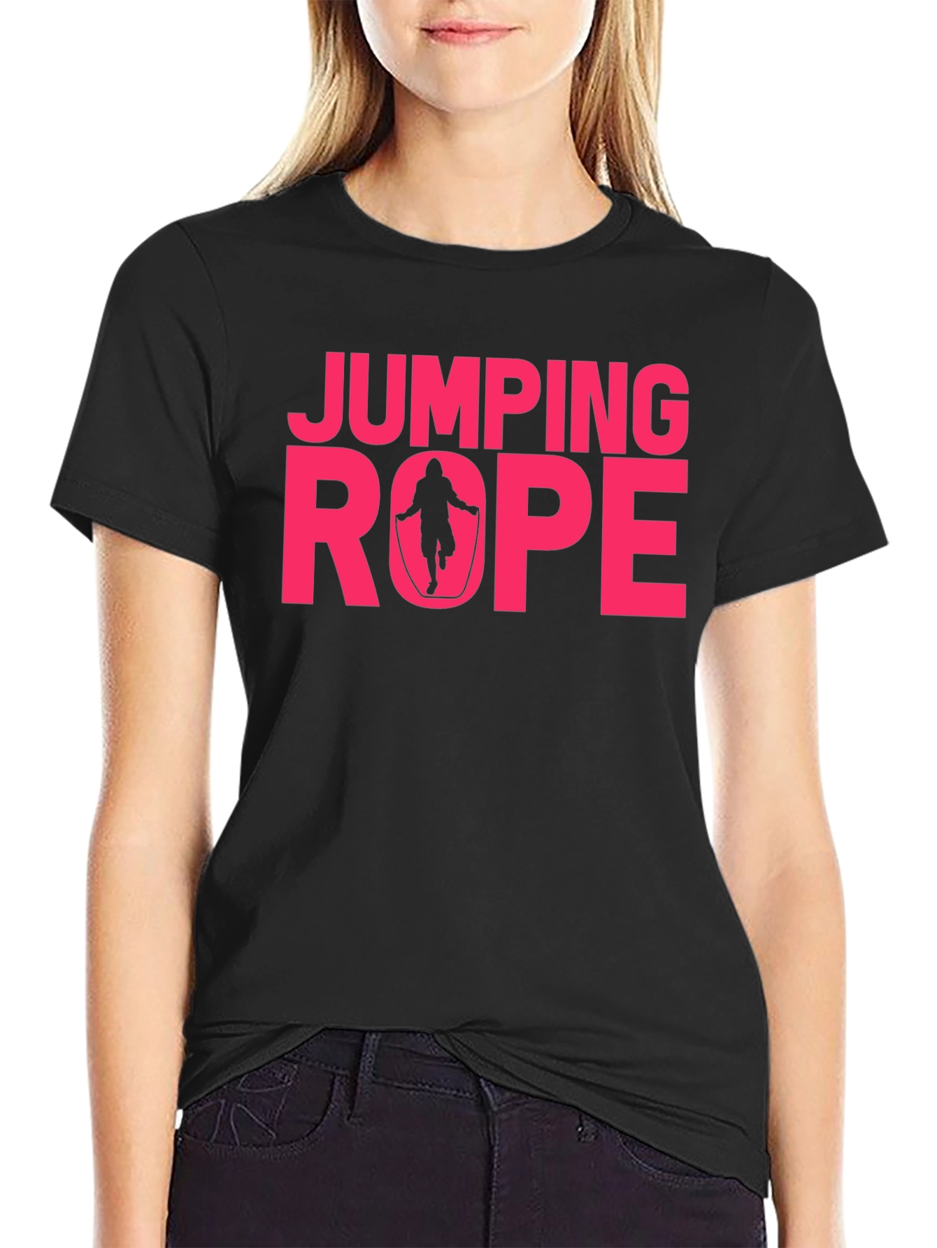 Black Jumping Rope Graphic T-Shirt - Fitness Apparel view 2