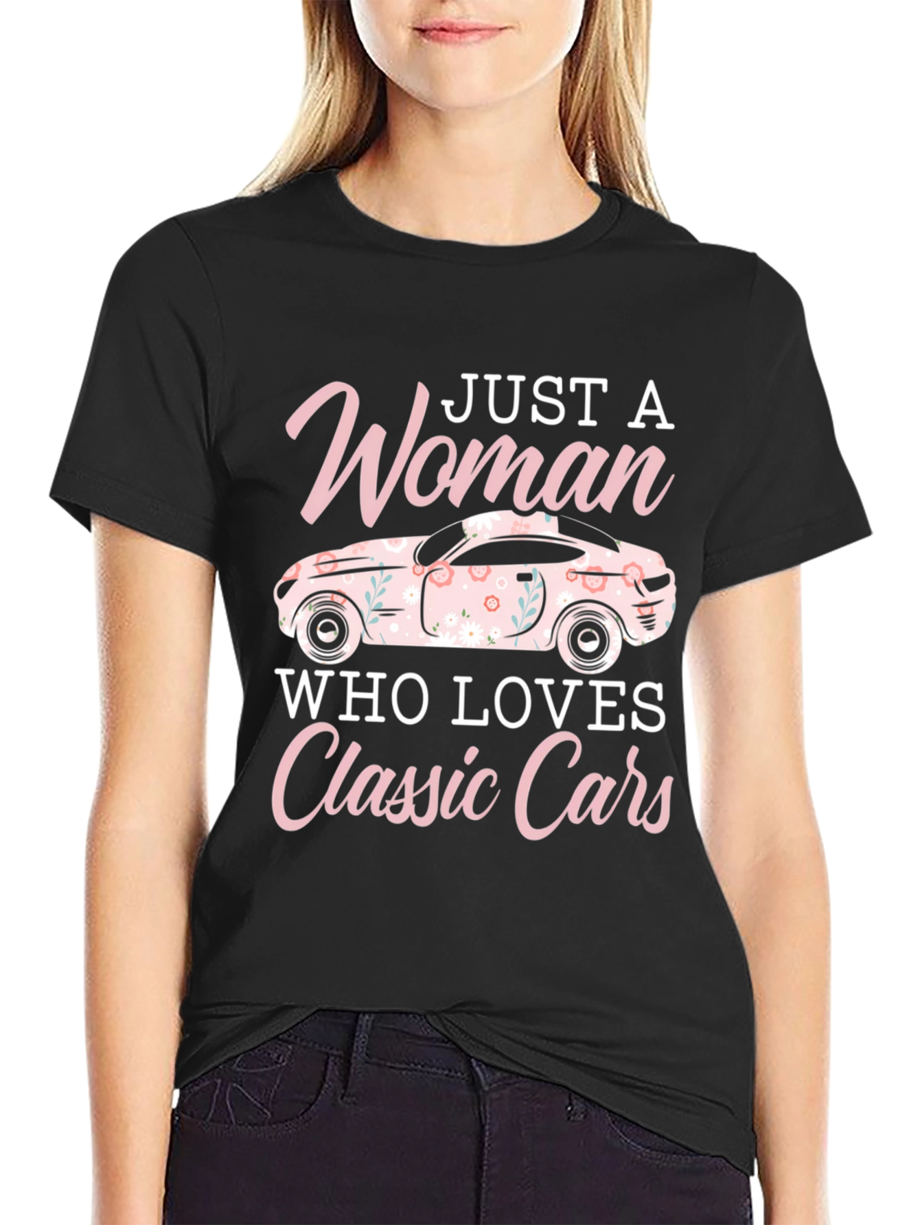 Black Woman Who Loves Classic Cars T-Shirt view 2
