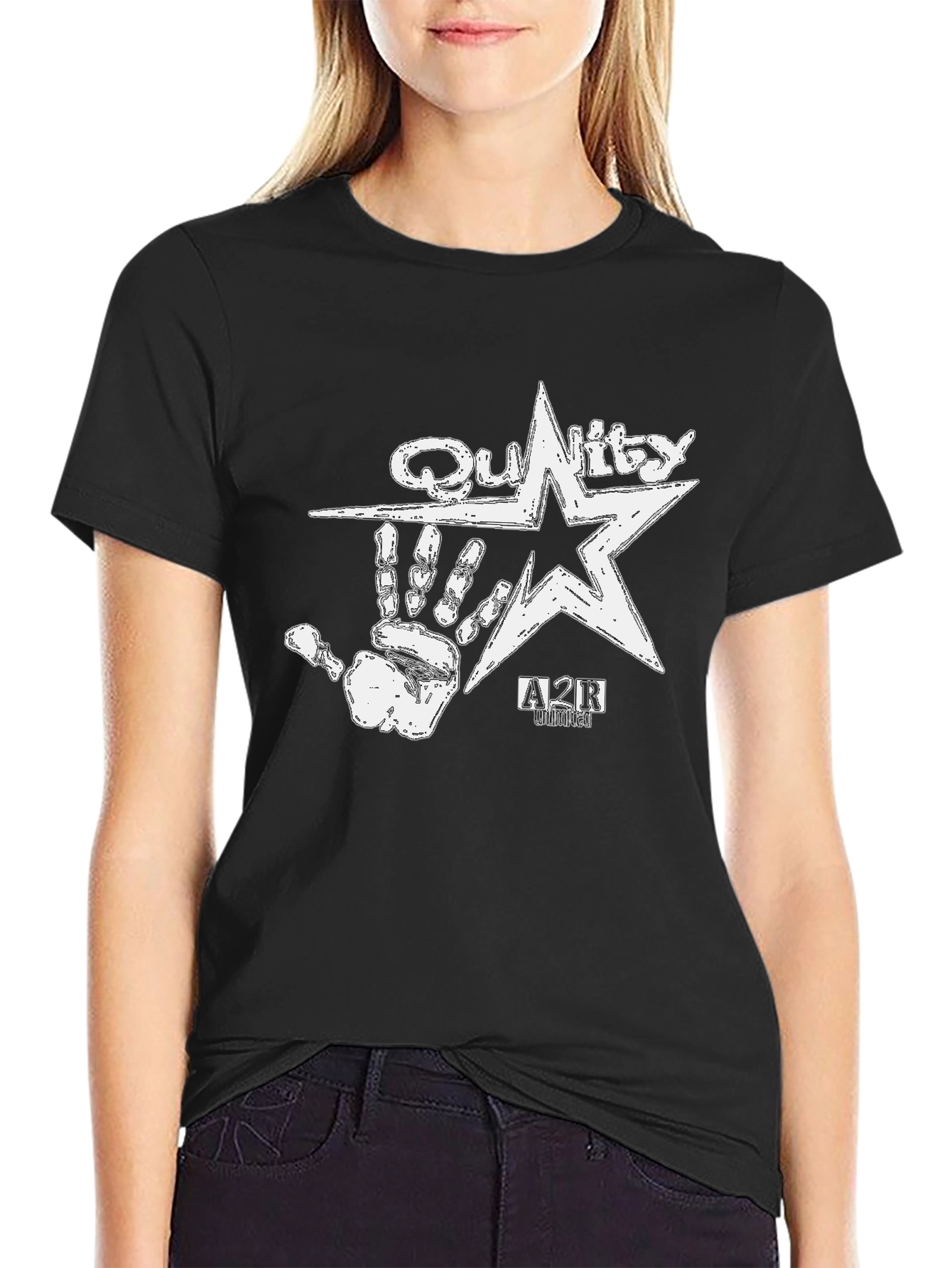 Black Quality A2R Hand Star Graphic Black T-Shirt view 2