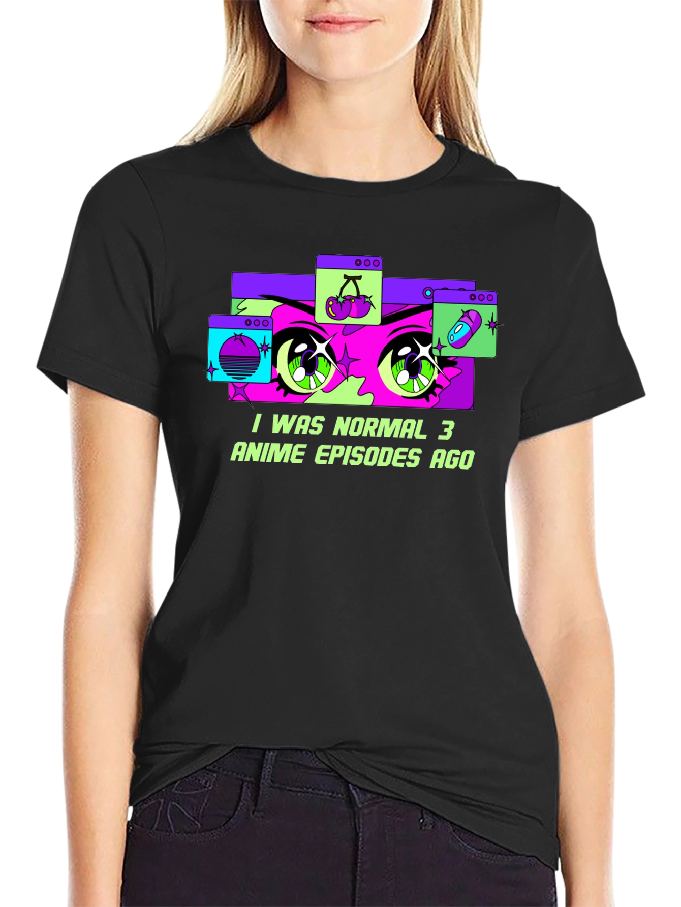 Black Anime Lover's T-Shirt: "I Was Normal 3 Episodes Ago" view 2