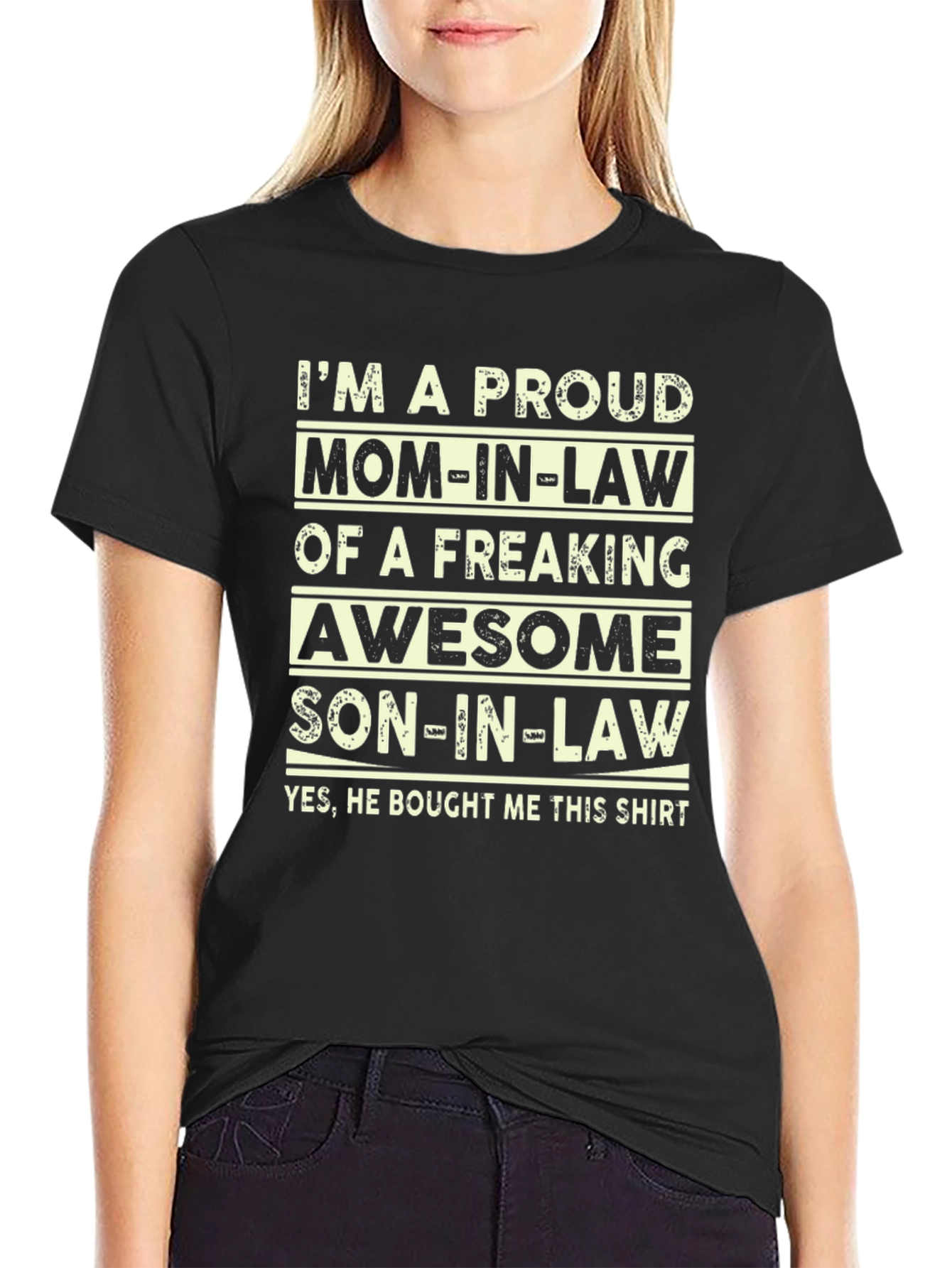 Black Proud Mom-in-Law Graphic T-Shirt view 2
