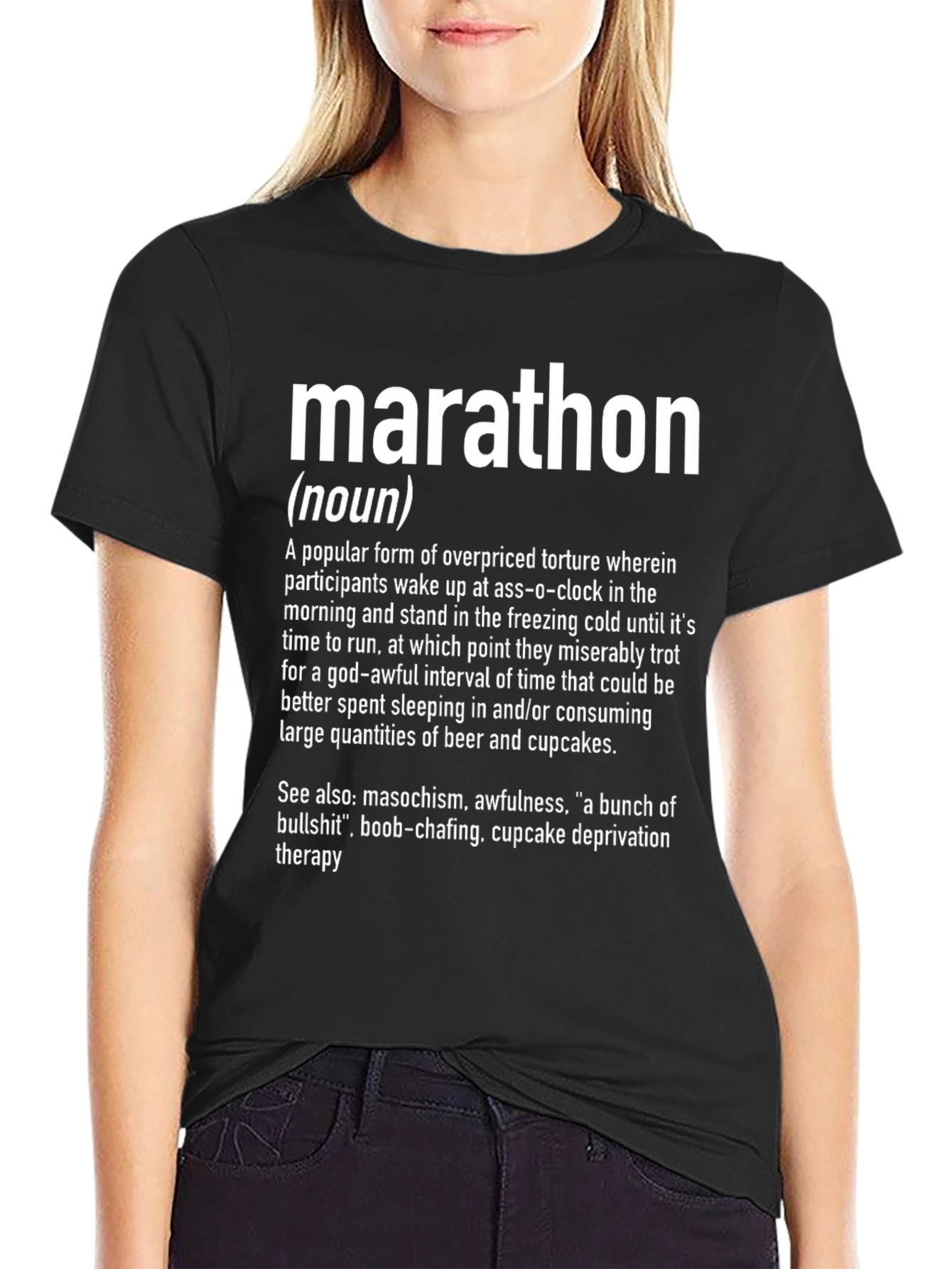 Black Marathon Definition Novelty Graphic T-Shirt view 2