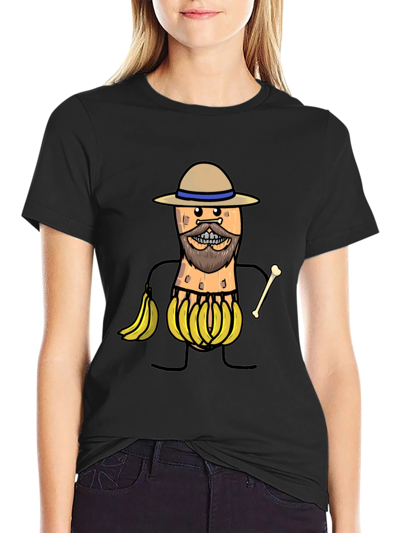 Black Funny Banana Man Graphic T-Shirt view 2