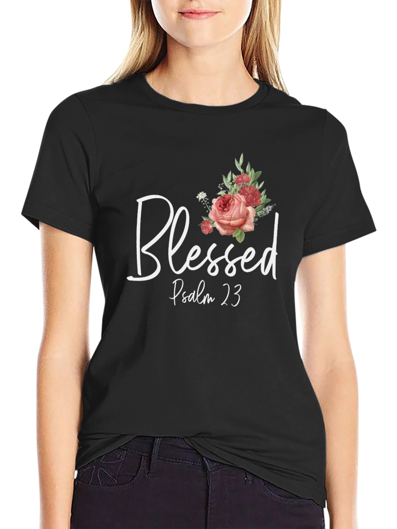 Black Blessed Psalm 23 Graphic T-Shirt view 2