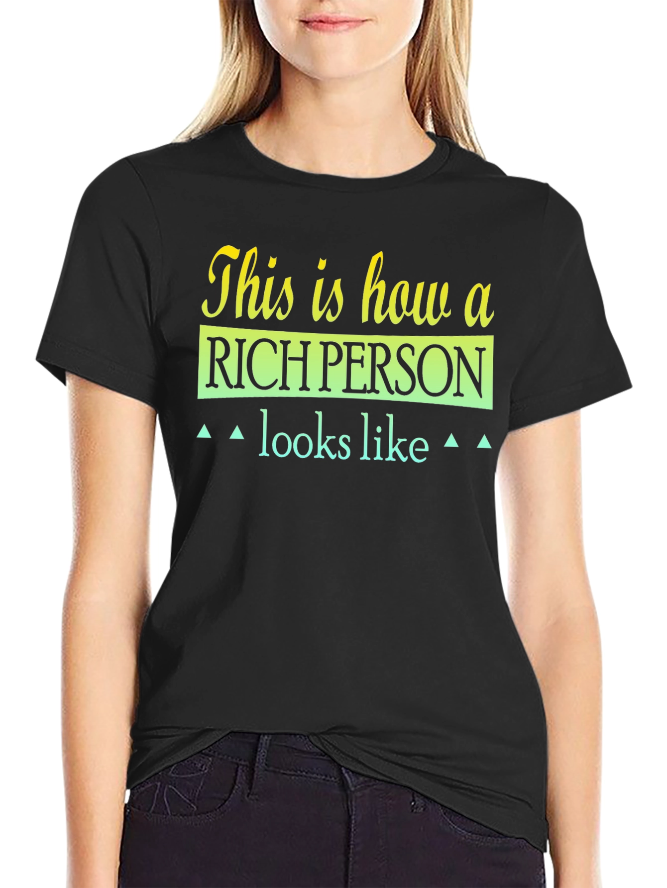Black Rich Person Graphic Tee - Premium Cotton Blend, Unique Design view 2