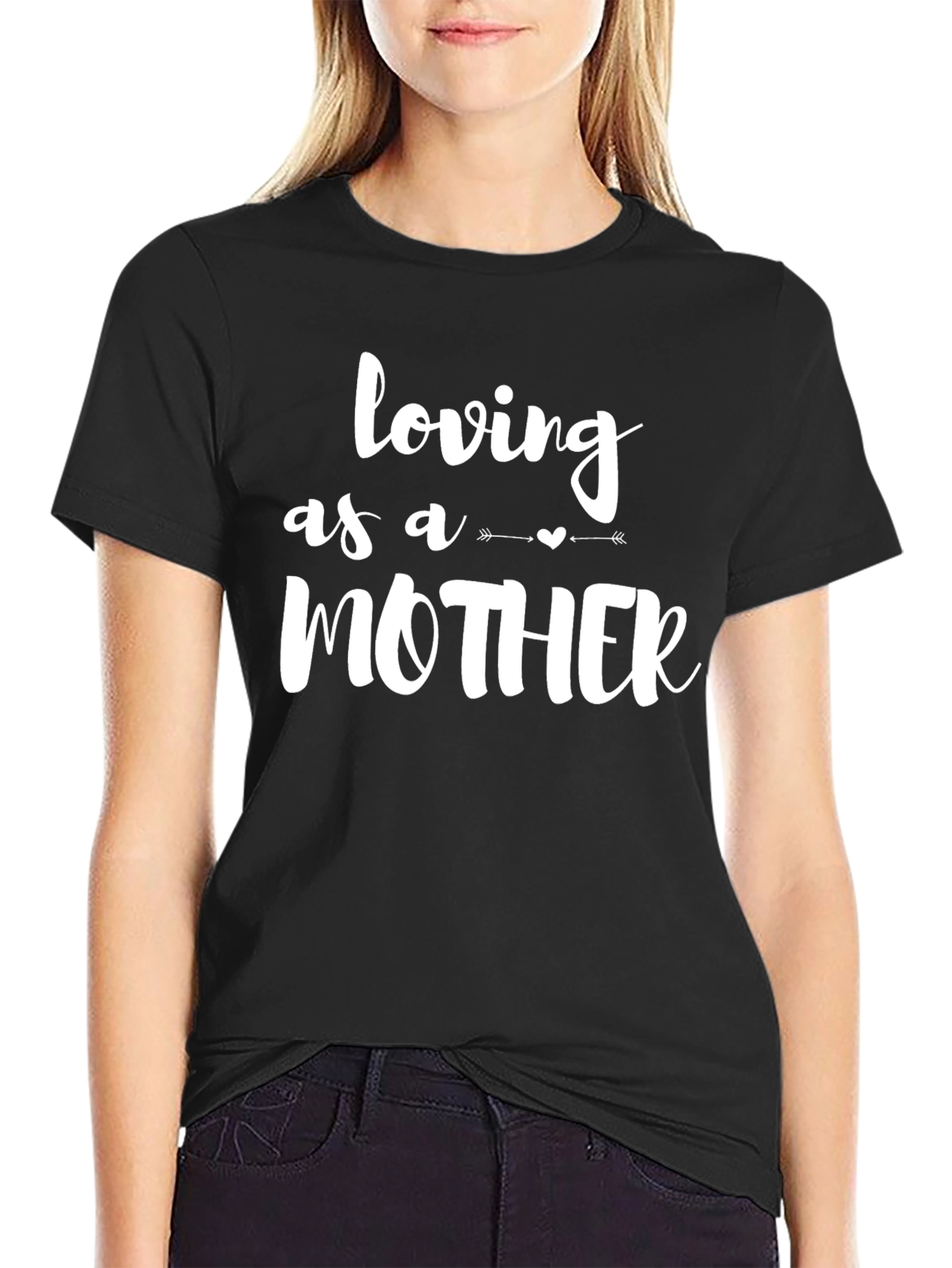 Black Loving as a Mother T-Shirt - Black view 2