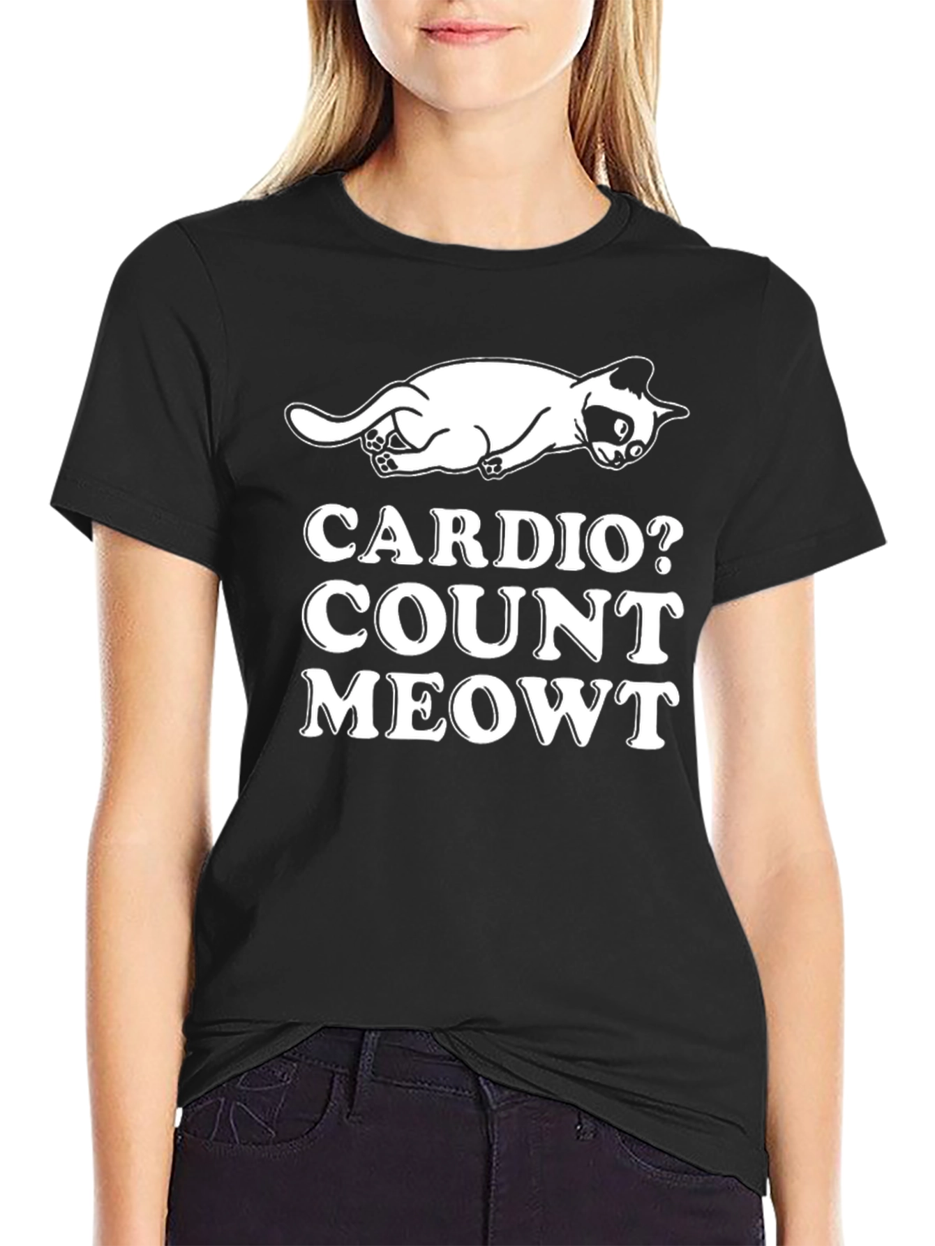 Black Cardio Count Meowt T-Shirt view 2